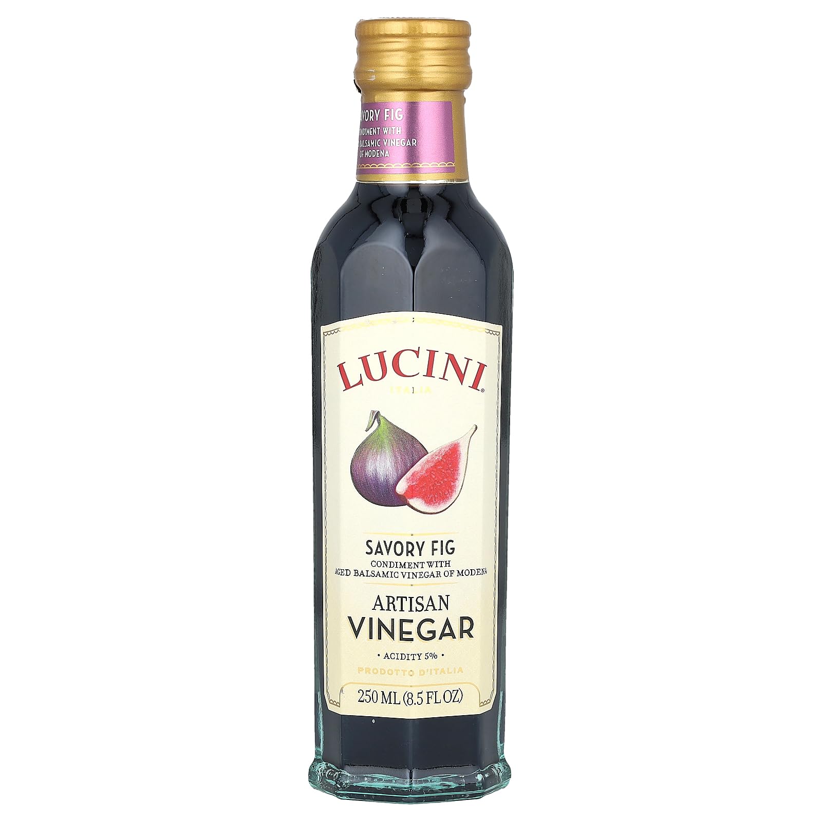 LuciniItalia Savory Fig Balsamico Artisan Vinegar â€“ Italian Balsamic Vinegar â€“ Aged Balsamic Vinegar from Modena Italy - Non-GMO Verified, Whole30 Approved, 250mL