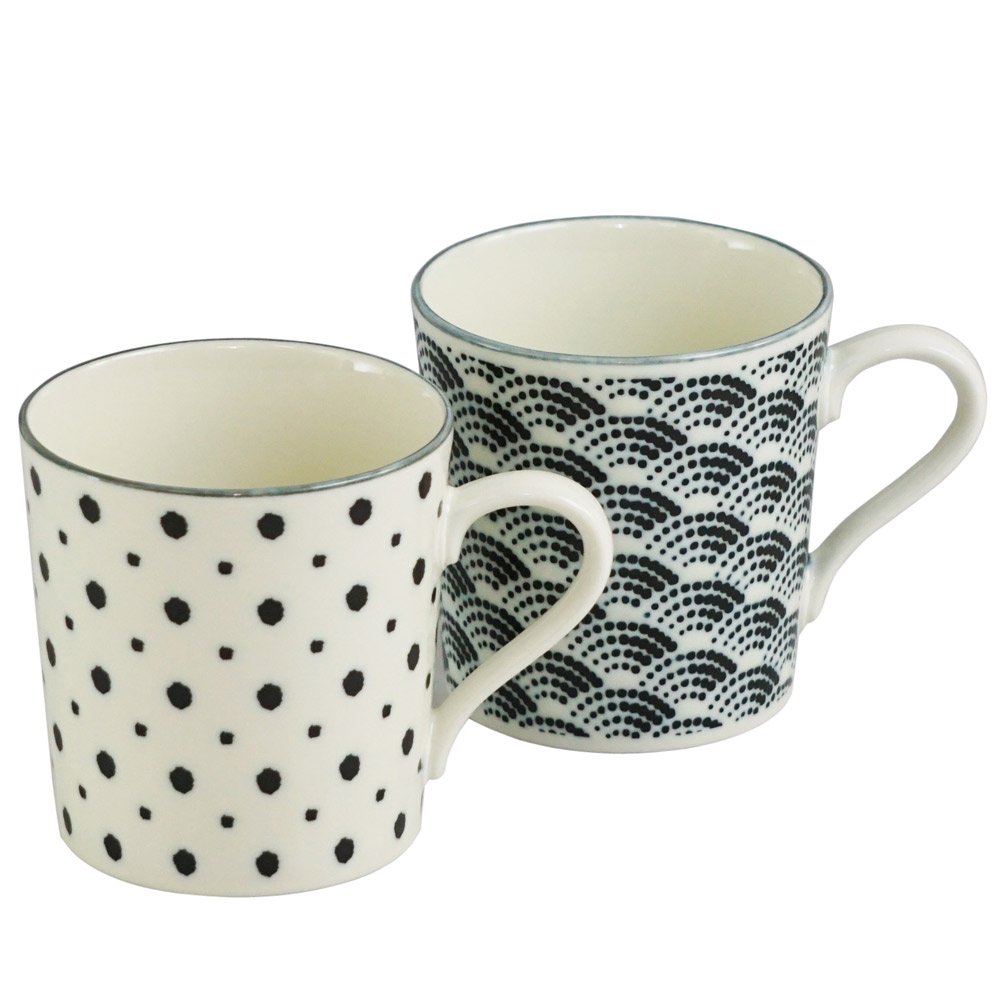 7-1968 Komon Mug Pair, White, 3.5 x 7.9 x 3.9 inches (9 x 20 x 10