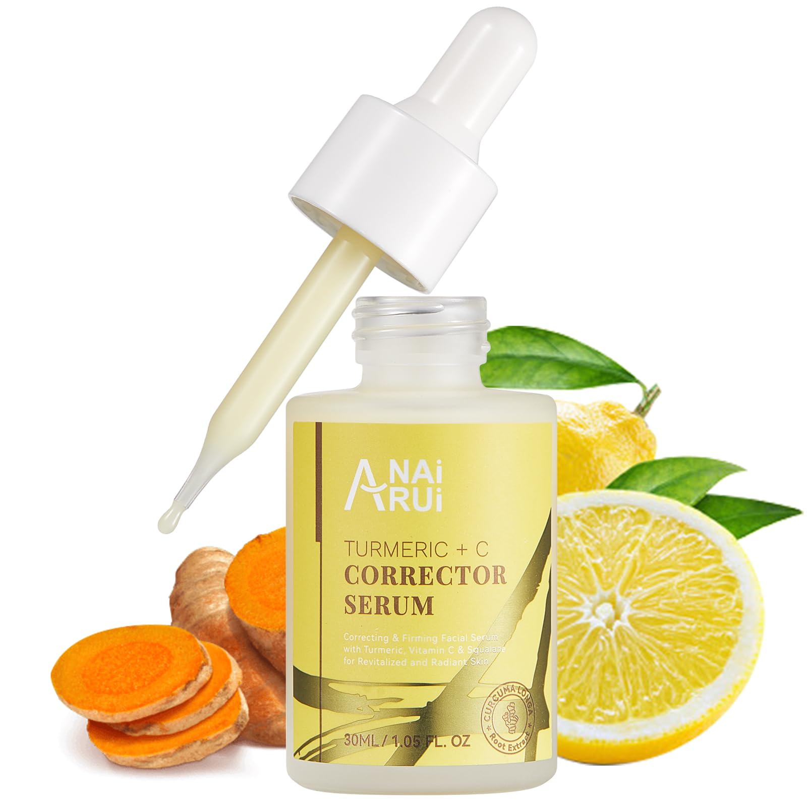 ANAiRUi Vitamin C Serum with Turmeric, Dark Spot Corrector Vitamin C + Turmeric Skincare Serum, Face Serum with Hyaluronic Acid, Niacinamide, Anti-Aging, Even Skin Tone 1.05 OZ