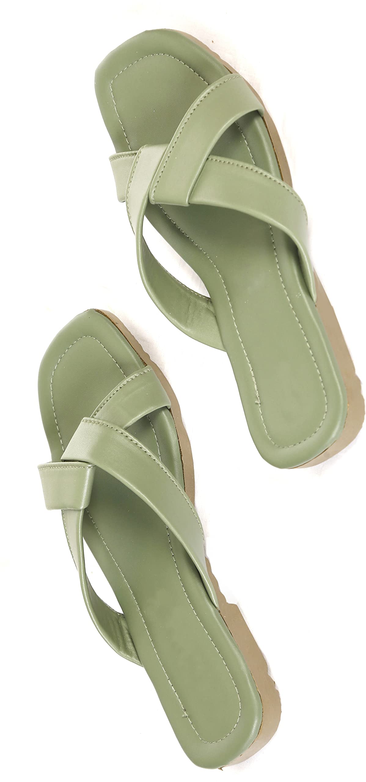 Style Stop Women Synthetic Leather Flats Slip-On - | Olive | |F_001_OLIVE|