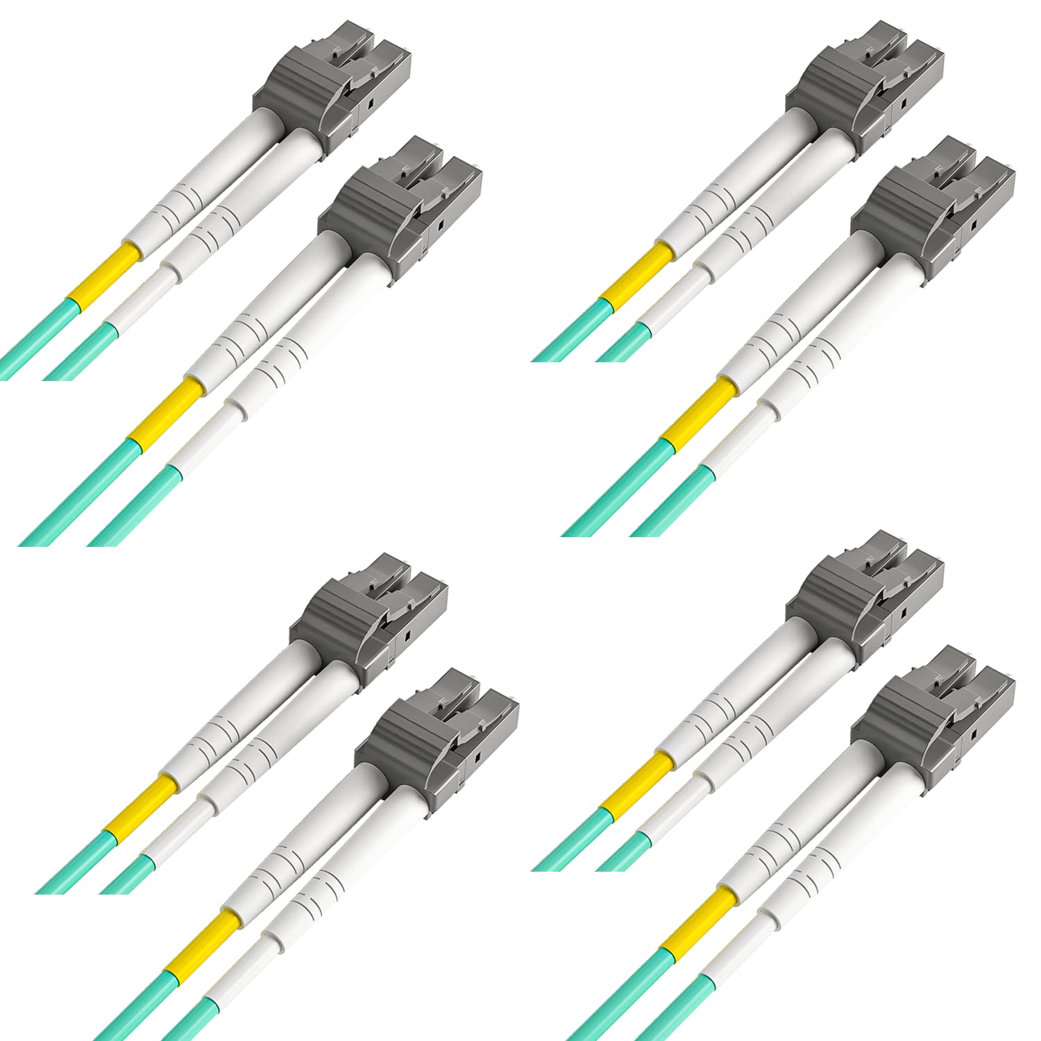 OM3 LC to LC Fiber Patch Cable - Fiber Optic Cables Multimode Duplex - 3m (9.84ft) - 50/125μm -LSZH, Pack of 4