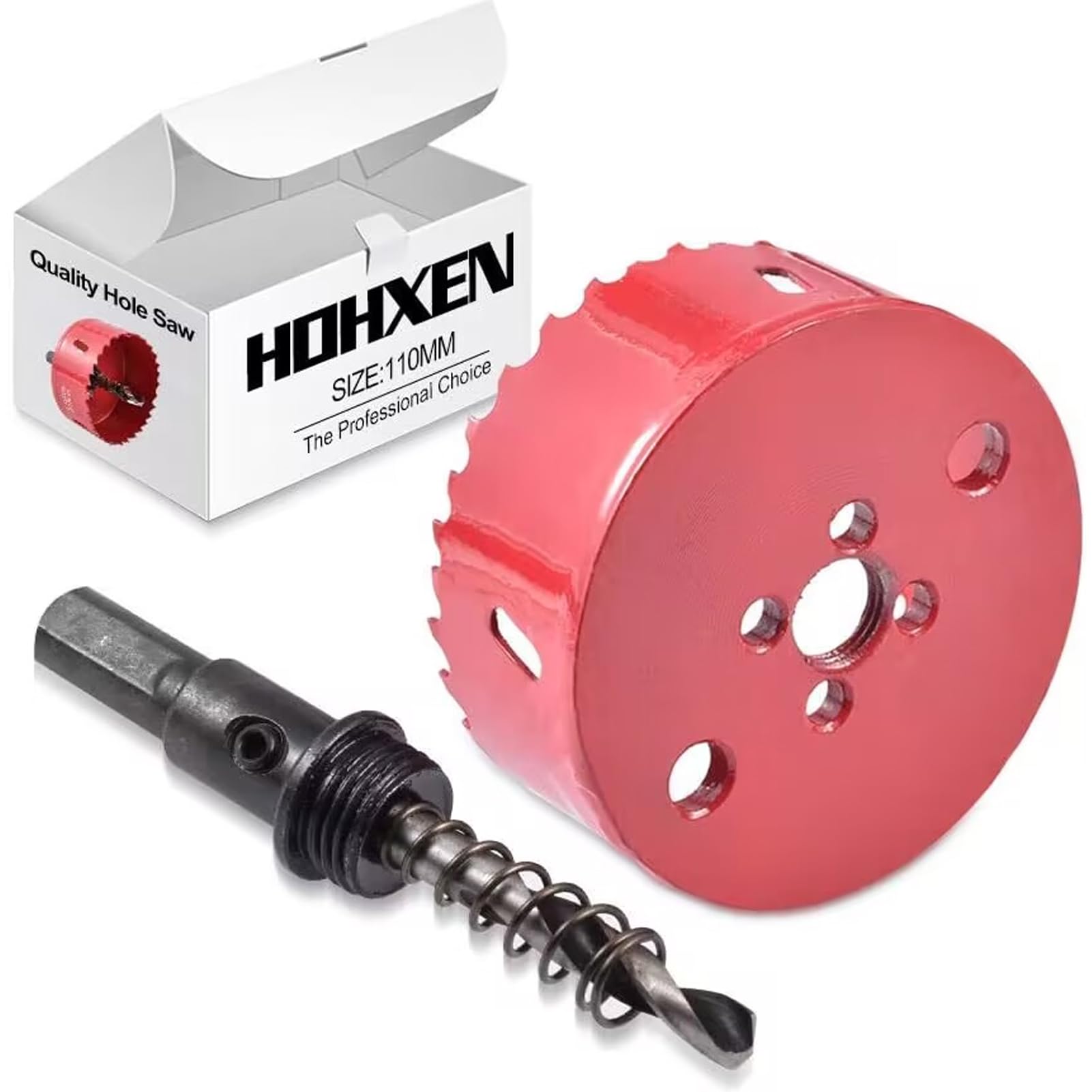 HOHXEN 110mm Hole Saw,M44 HSS Bi-Metal,Hole Opener Drill Bit Cutter Tool for Wood Aluminum Iron Sheet Pipe Plastic