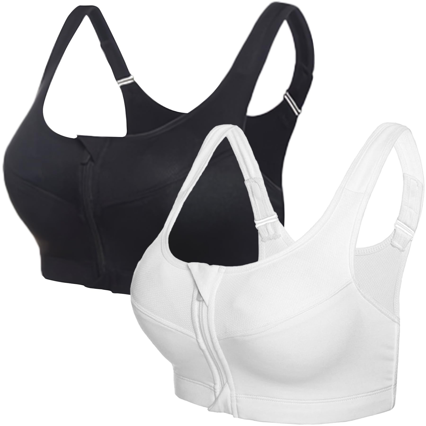 Dress CiciHigh Impact Zip Front Sports Bra, Full Coverage, Non Wired, Comfort, Womens Workout Bra