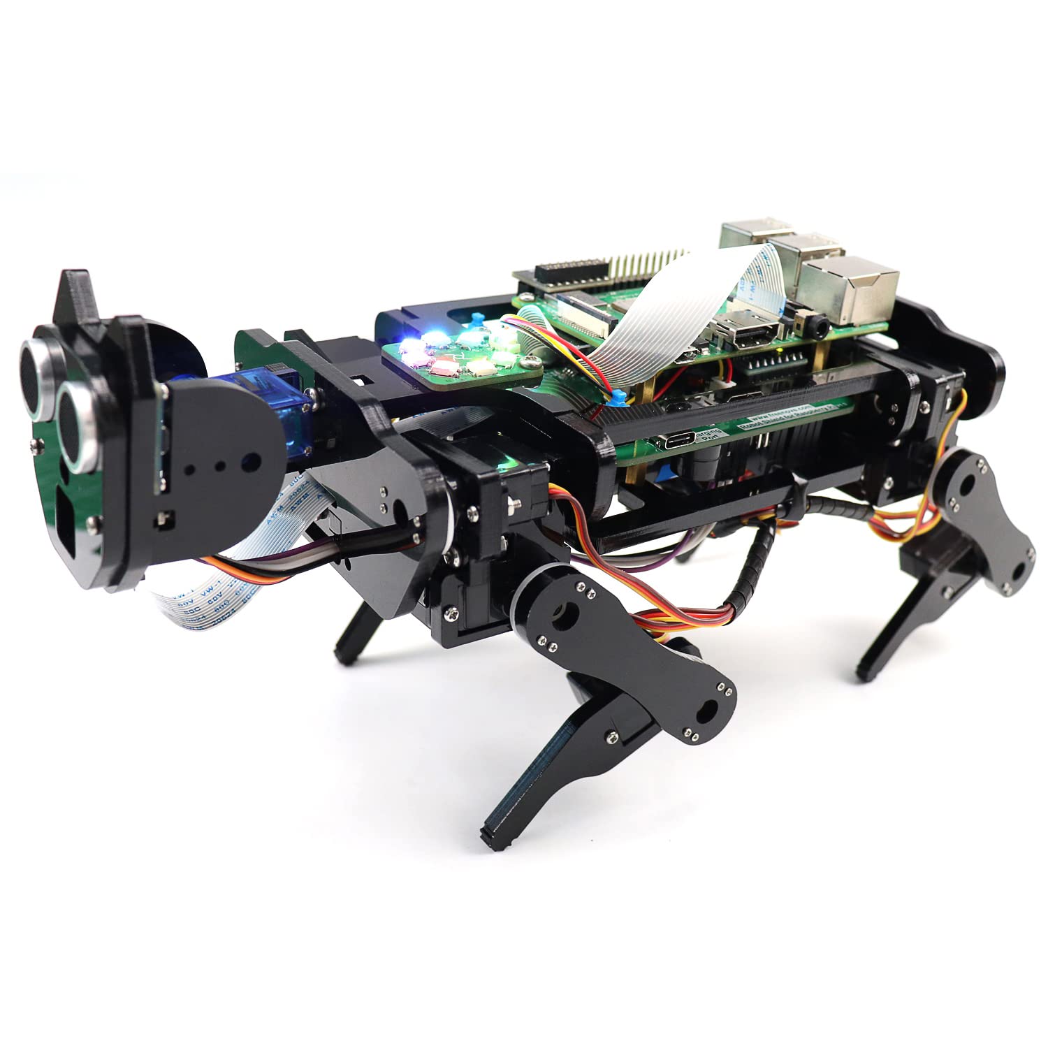 FREENOVERobot Dog Kit for Raspberry Pi 4 B 3 B+ B A+, Walking, Self Balancing, Ball Tracing, Face Recognition, Ultrasonic Ranging, Camera Servo (Raspberry Pi NOT Included)