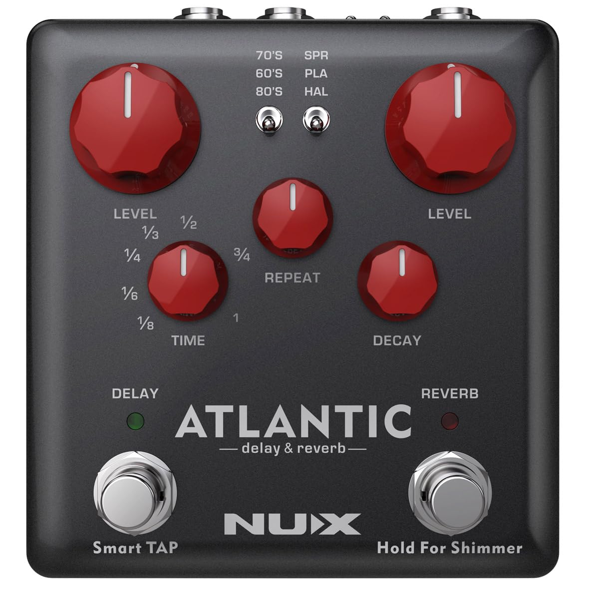 NUXAtlantic Multi Delay and Reverb Effect Pedal with Inside Routing and Secondary Reverb Effects