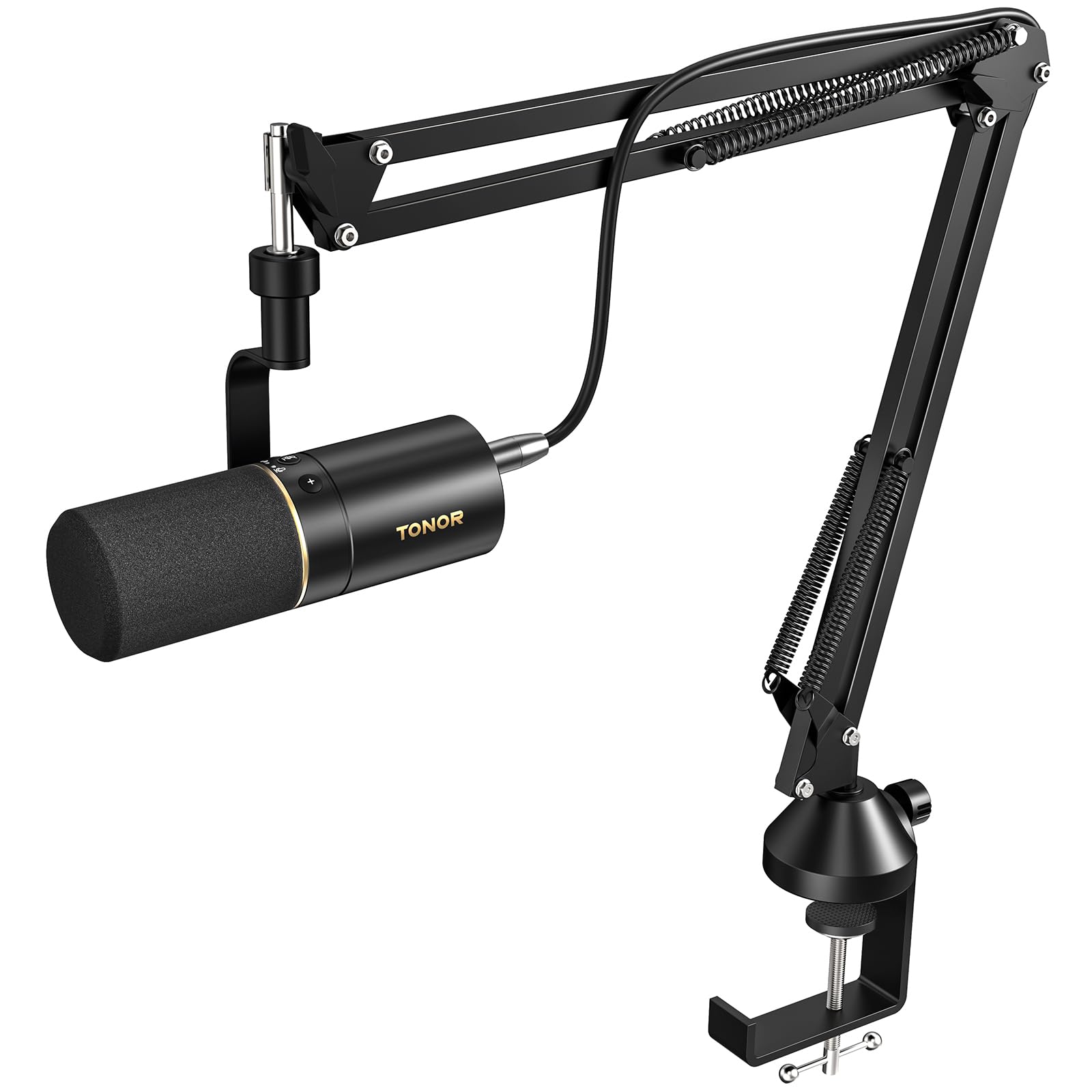 TONOR Dynamic Microphone, USB/XLR PC Microfono with Boom Arm Stand for Podcast, Recording, Live Streaming & Gaming, XLR Cardioid Studio Mic for Music & Voice-Over with 3.5mm Headphones Jack, TD510+