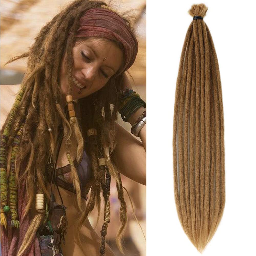 DAIRESS 10 Strands 22Inches Synthetic Dreadlock Extensions Single Ended Crochet Dreads Extension Reggae Hair Dread Locks Hippie Hair Extensions (#27)