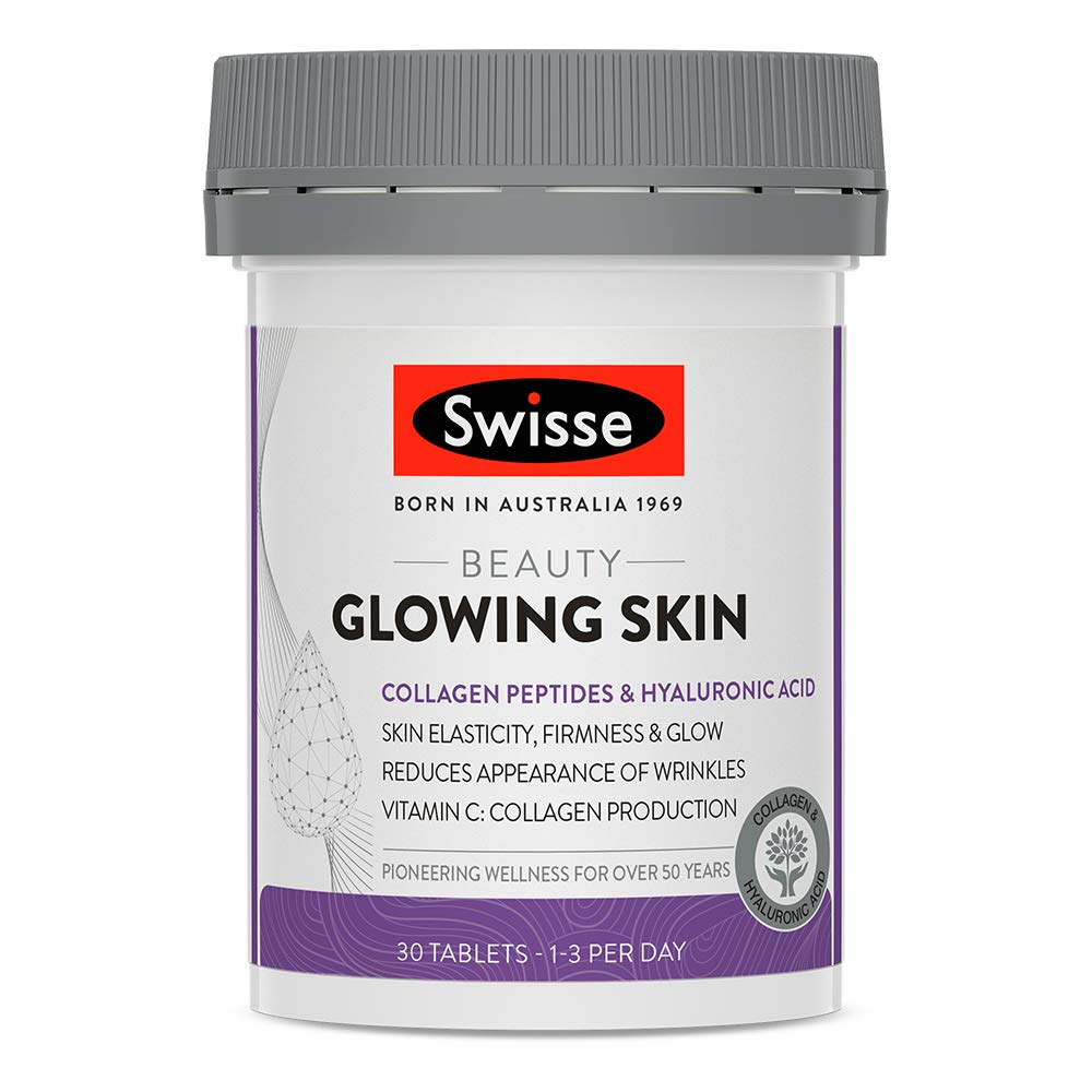 Swisse Beauty Glowing Skin Tablets | Premium Beauty Formula, Supports Collagen Production | 30 Tablets