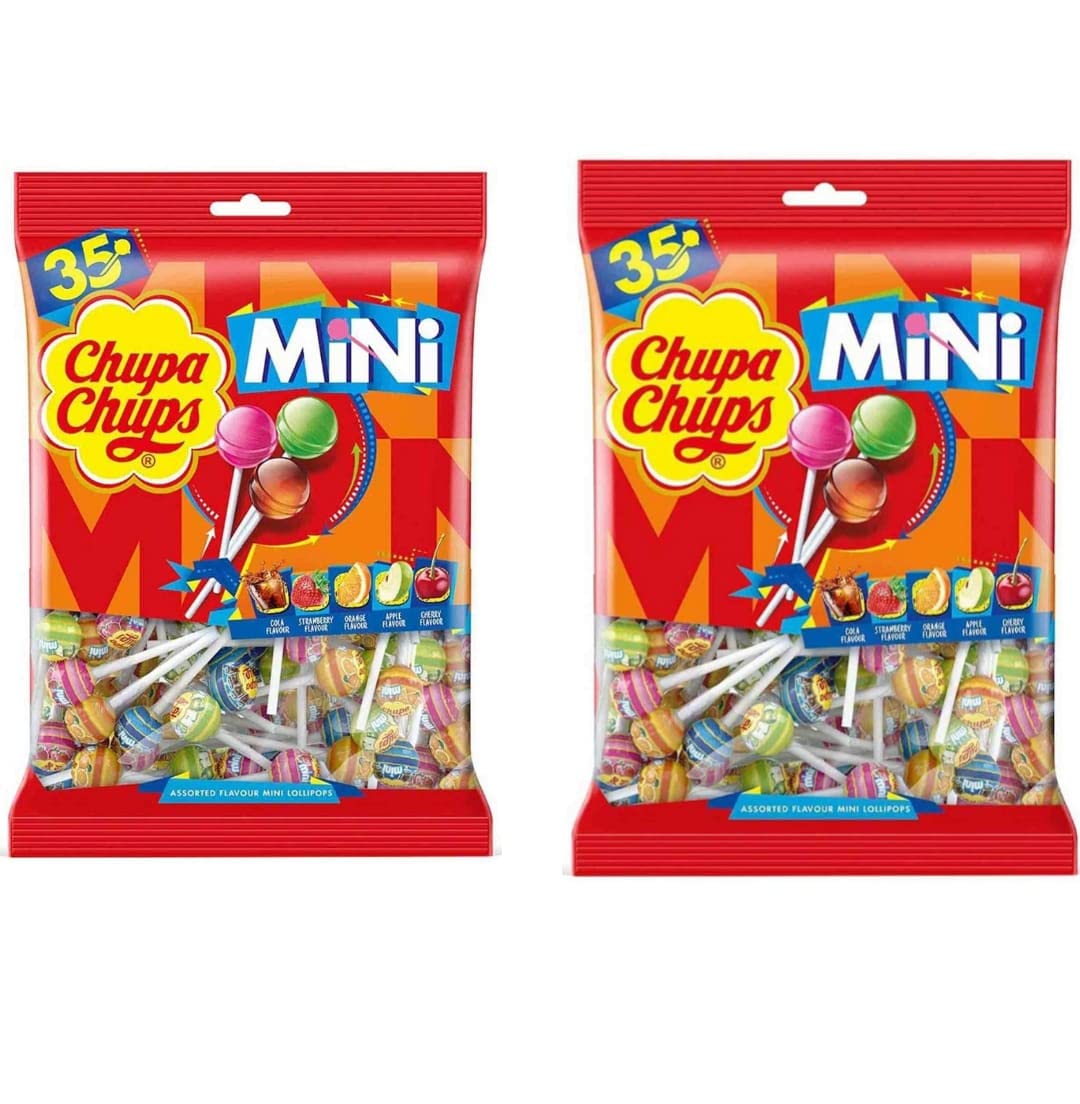 Chupa Chups Mini 35 Pieces Assorted Flavored Lollipops,210g (Pack of 2)