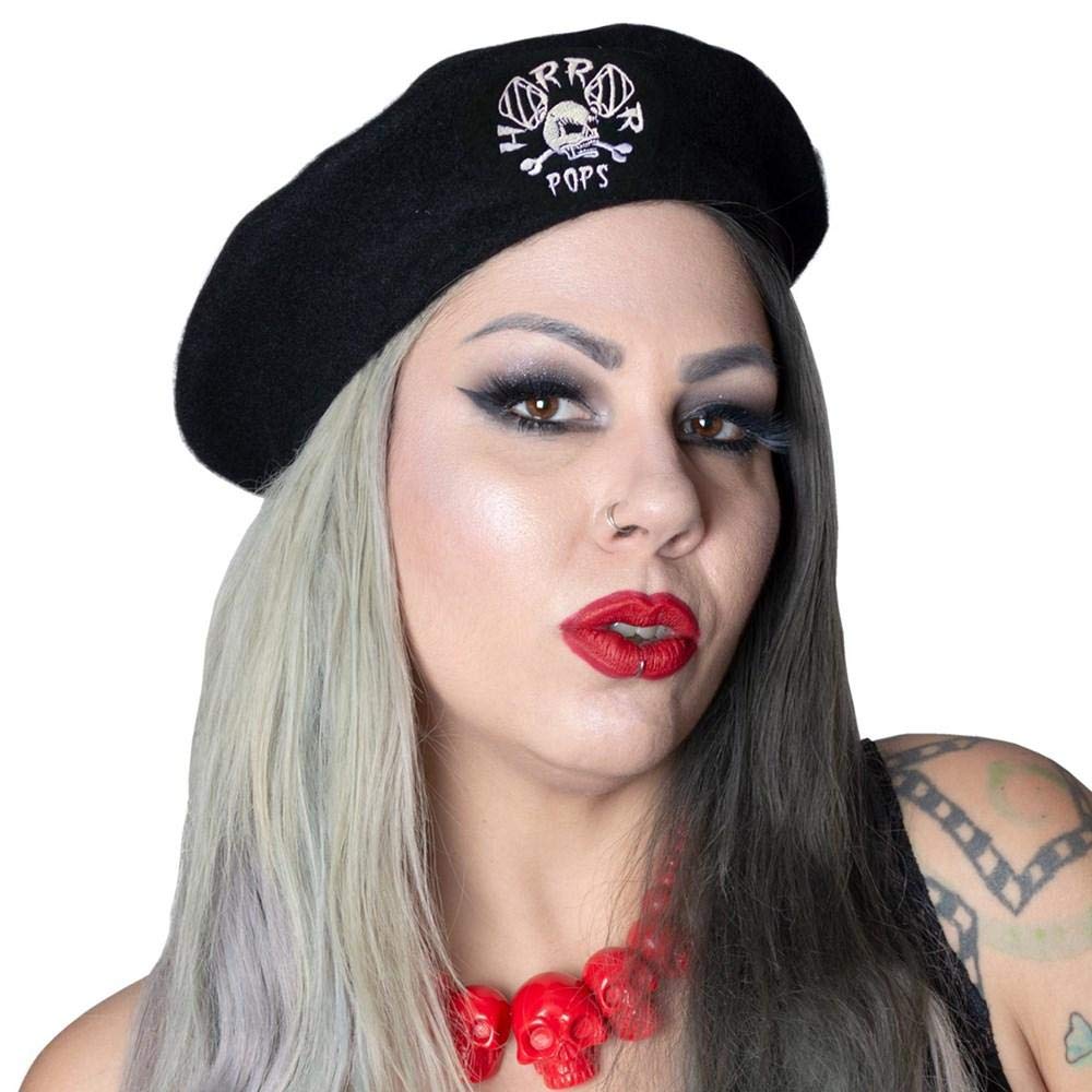 kreepsville 666 Horrorpops Hell Yeah Beret Hat Black