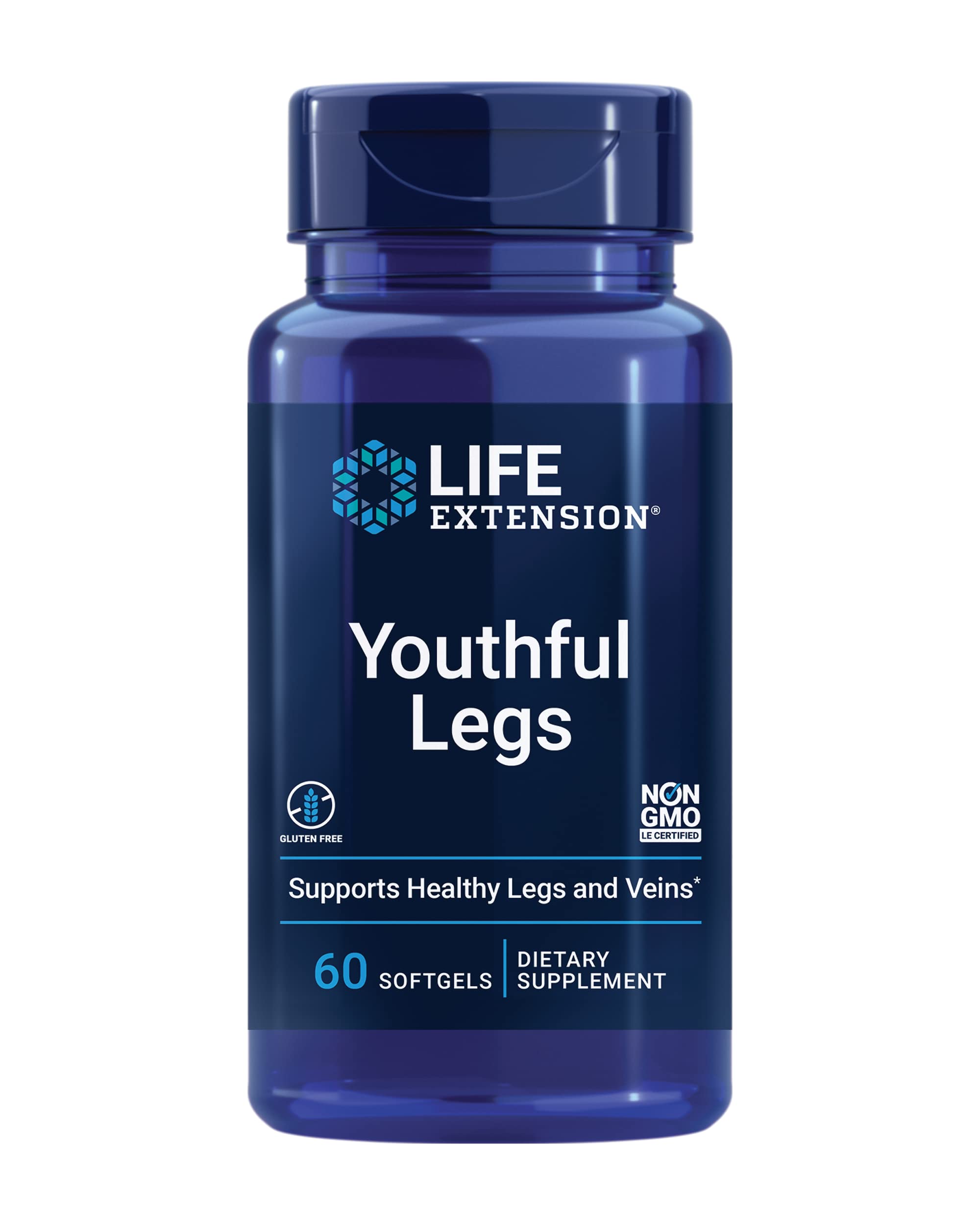 Life Extension Youthful Legs - Healthy Vein and Leg Support Supplement for Women - Advanced Formula For Circulation in Leg Veins- Non-GMO, Gluten-Free - 60 Counts