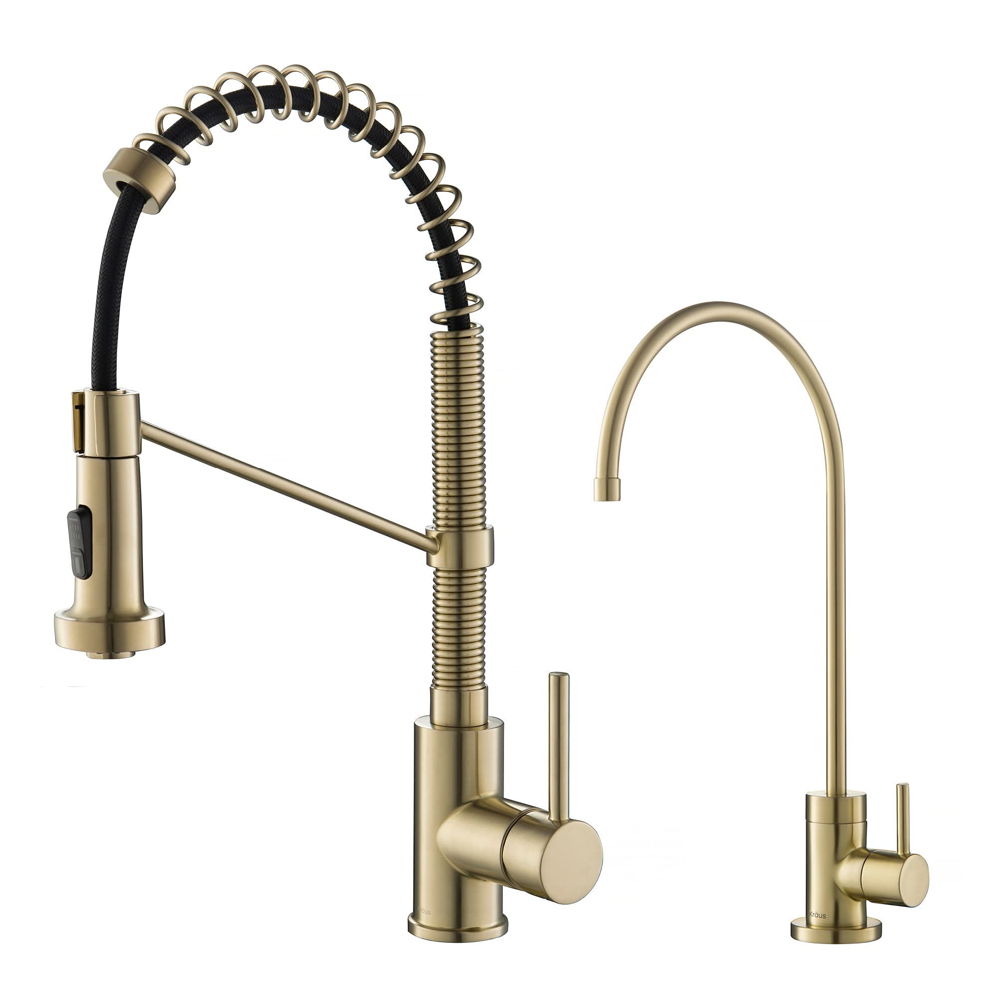 KrausKPF-1610-FF-100BG Bolden Commercial Style Pull-Down Kitchen Purita Water Filter Faucet Combo, Brushed Gold, 18