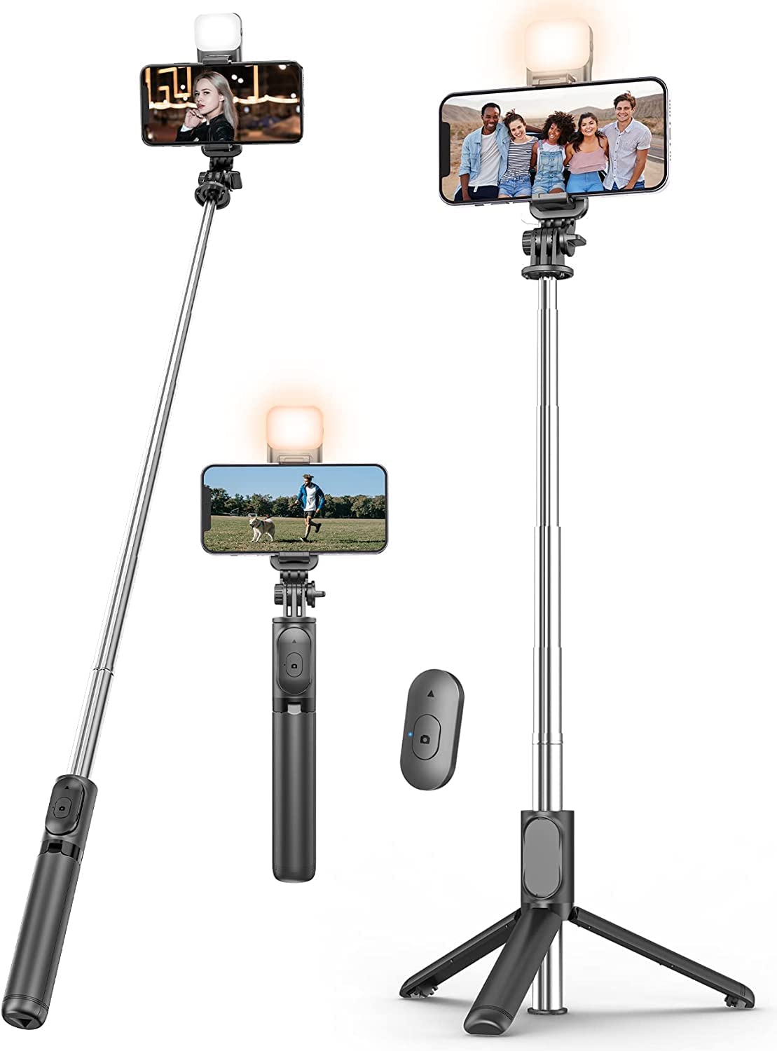 TDOO Selfie Stick Tripod with Fill Light, 167cm Extendable Phone Tripod Stand with Remote Shutter for Travel, Vlogging, Live Streaming Video and Photos,Phone Stand Compatible with iPhone and Android…