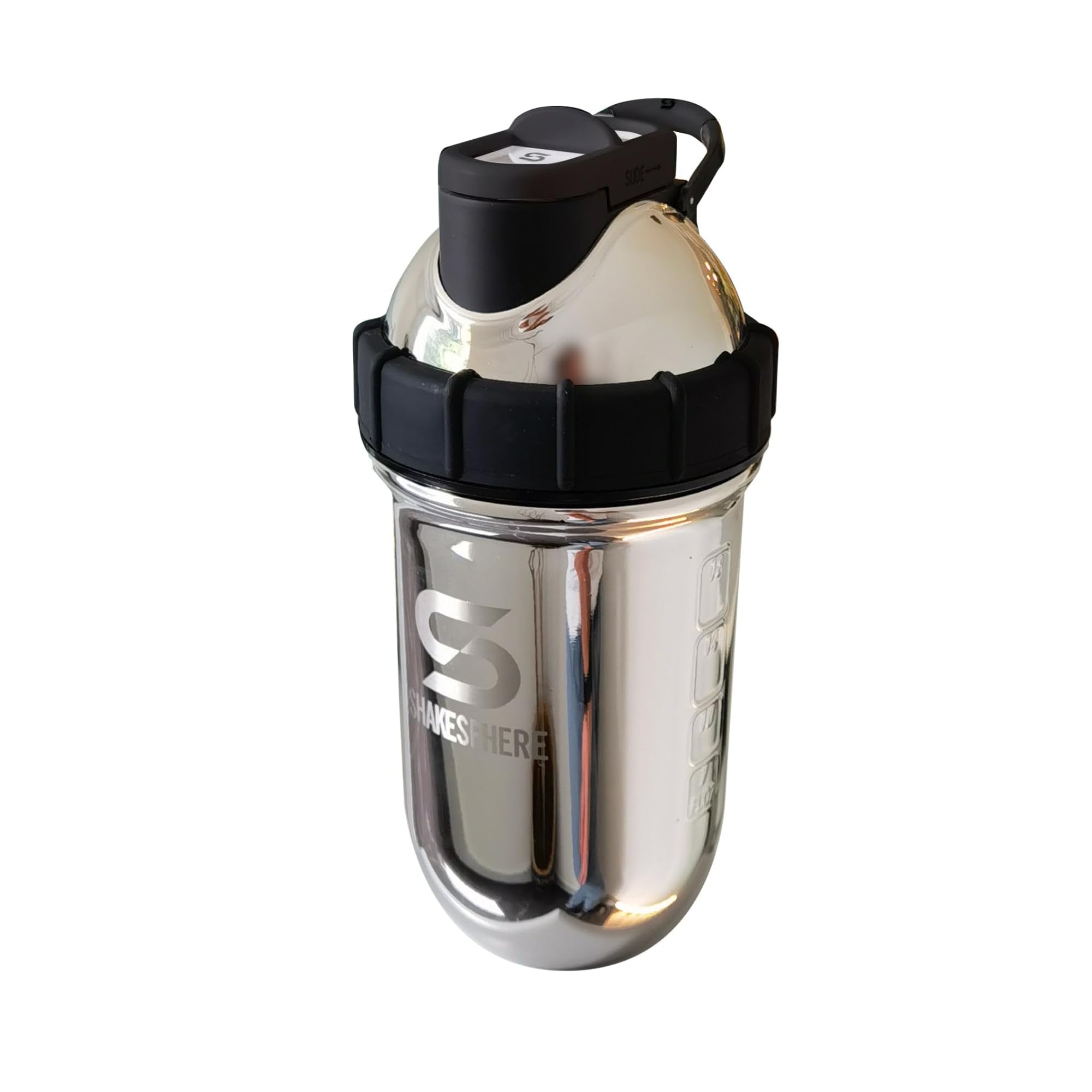 SHAKESPHERE Steel Protein Shaker Bottle - Insulated, BPA-Free, 24oz - Leak-Proof, Easy to Clean, No Mixer Ball Needed - Keeps Drinks Hot & Cold - Ideal for Shakes & Smoothies (Mirrored Silver)