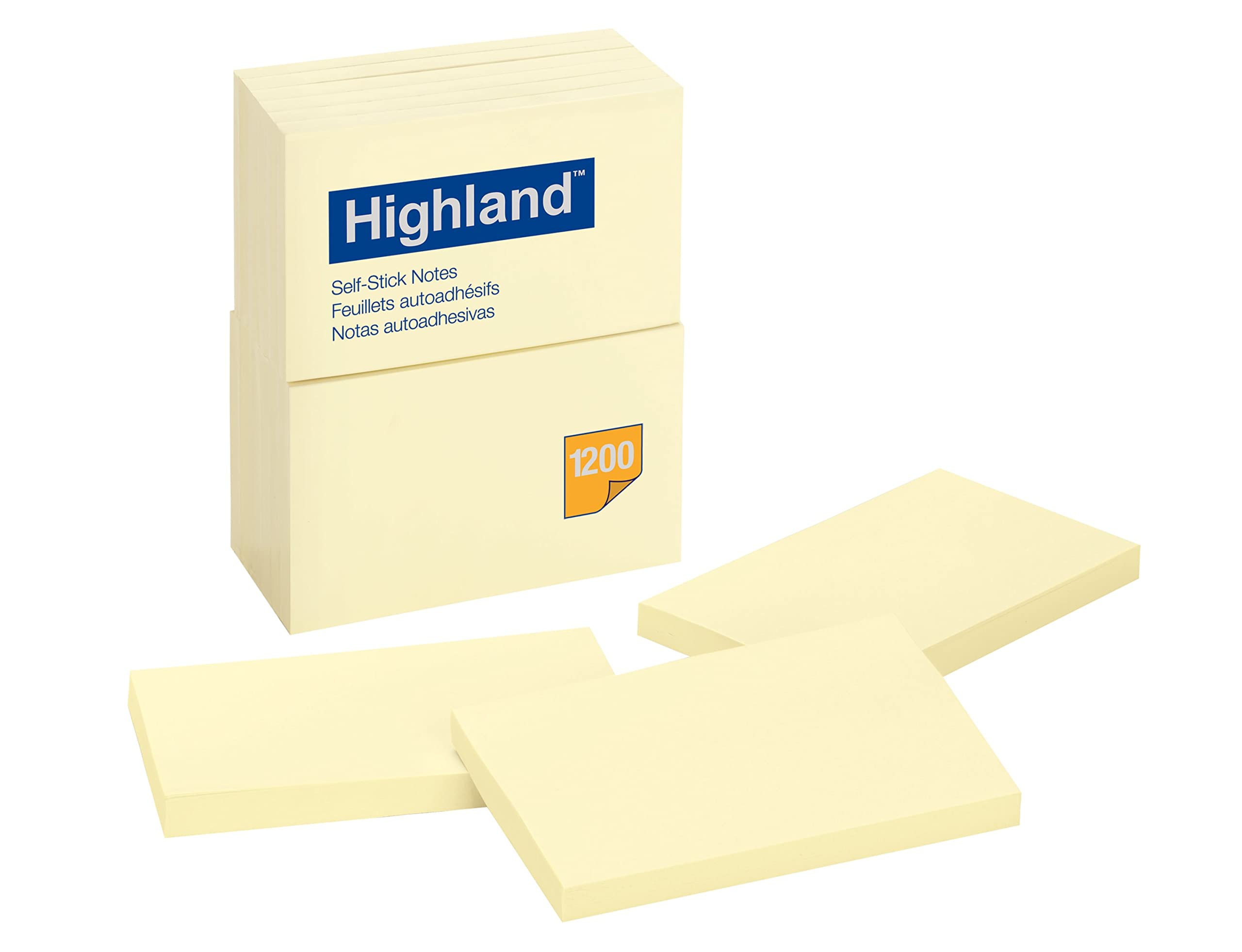 HighlandSticky Notes, 3 x 5 Inches, Yellow, 12 Pack (6609)