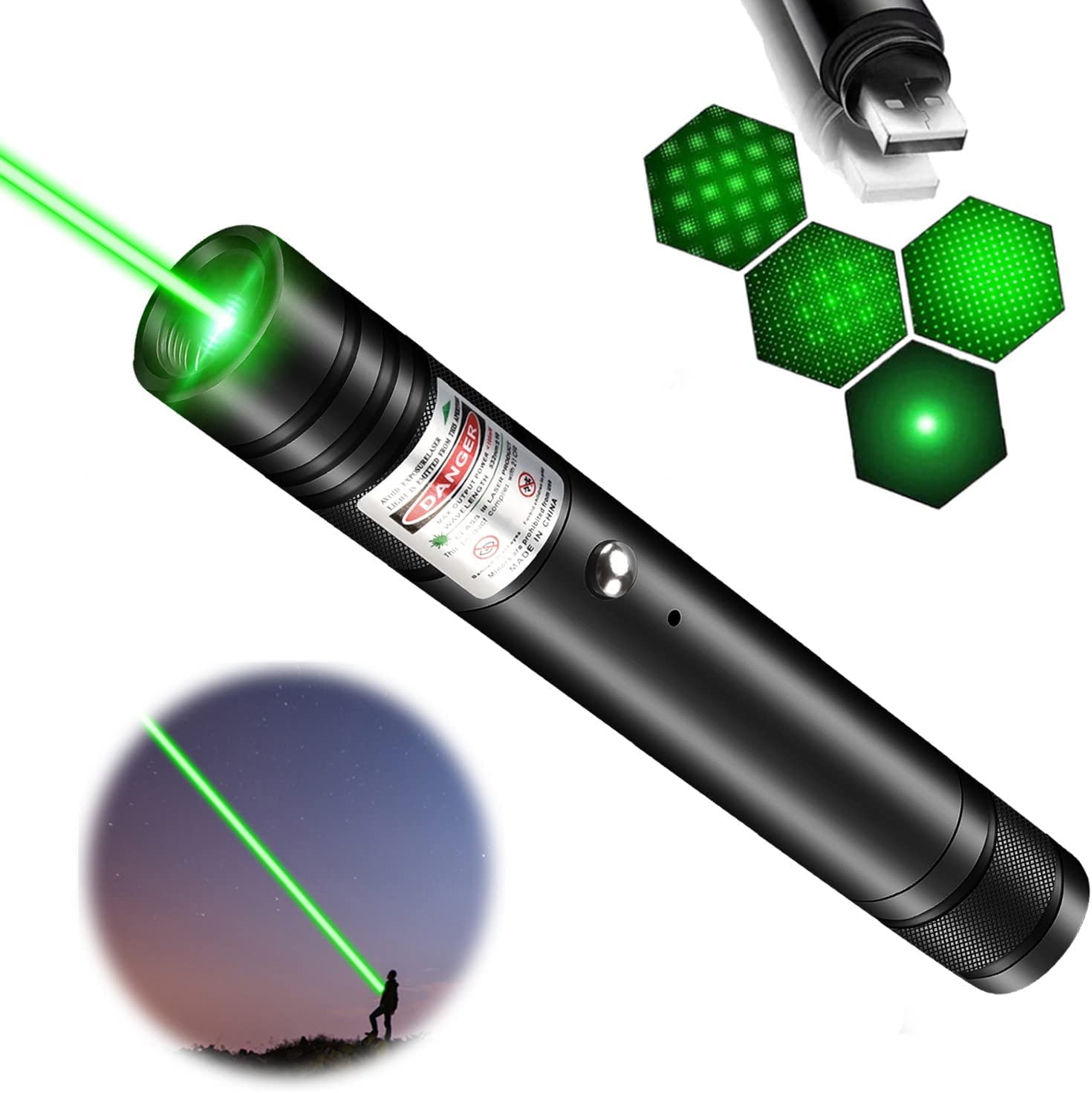 Green Laser Pointer High Power, Rechargeable Long Range 10000 Feet High Power Laser Pointer for Night Astronomy Outdoor Camping Presentations