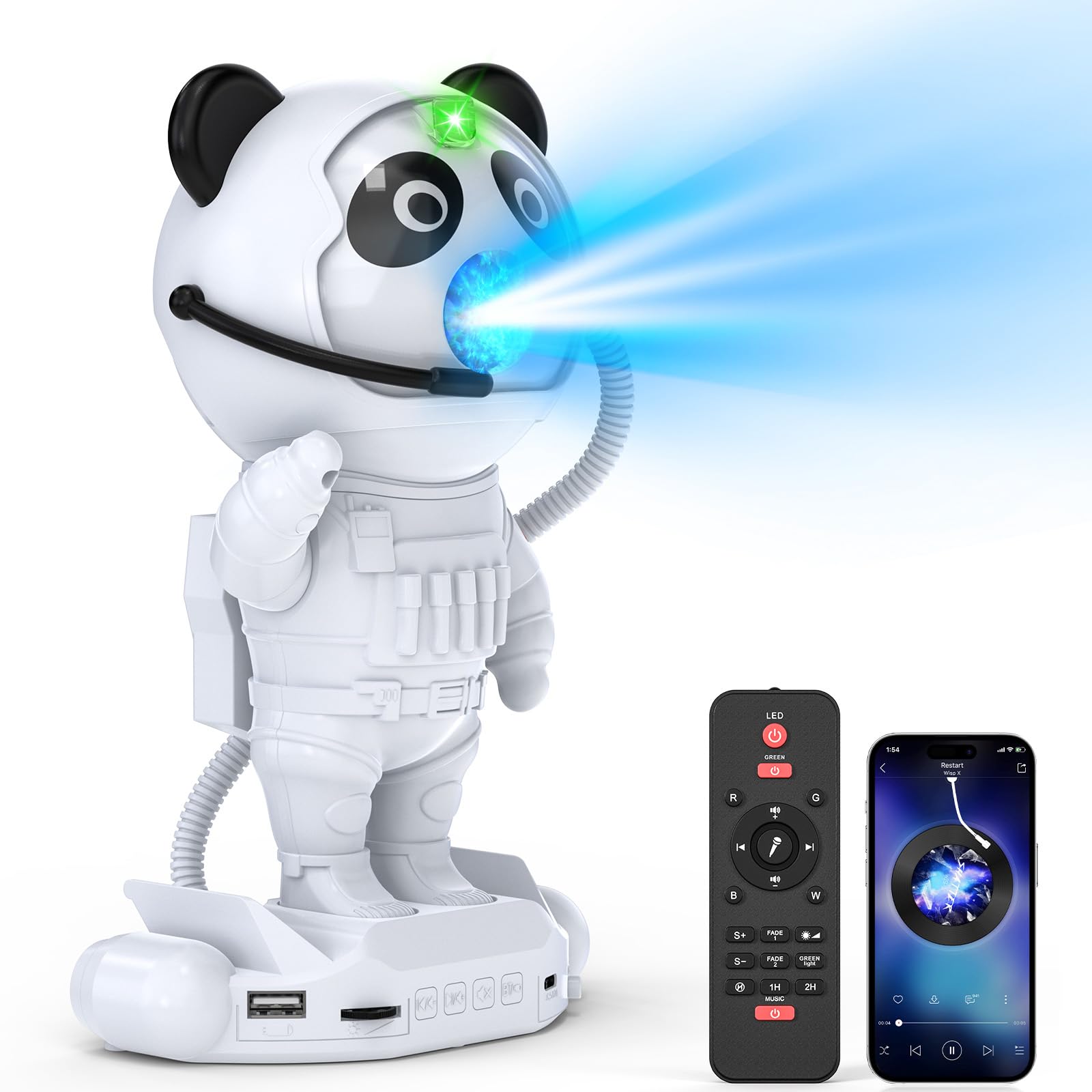 ZonQoonz Starry Sky Projector, LED Starry Sky Projector Panda Astronaut, RGBW Fog Light with Remote Control and Bluetooth Player, Cool Decoration for Children, Adults, Bedroom, Gaming