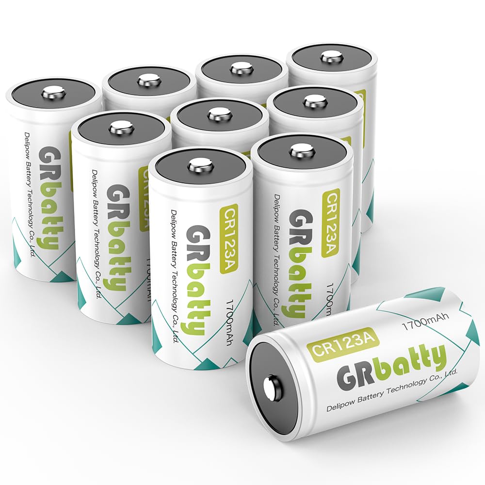 CR123A 3V Lithium Battery 10 Pack, 1700mAh 3 Volt CR123 Battery with High Capacity Photo CR123A 3 Volt Lithium Batteries for Flashlight, Security Sensor Motion (Non-Rechargeable)