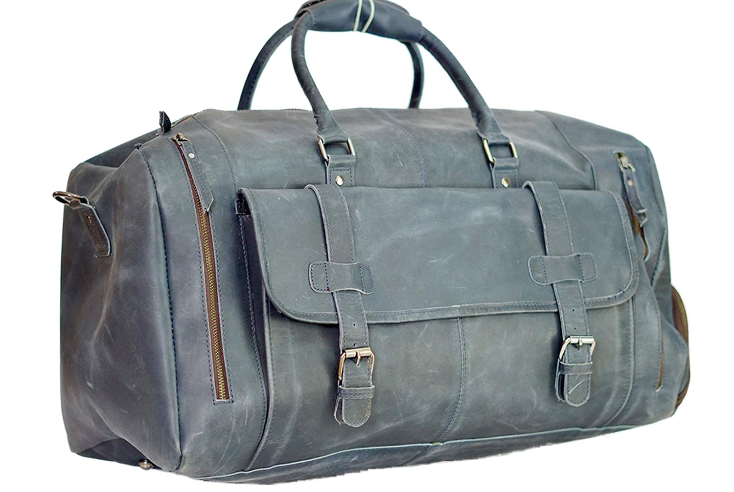 CRAFAT 24" Inch Classic Full Grain Leather Weekender Travel Overnight Luggage Duffel Bag