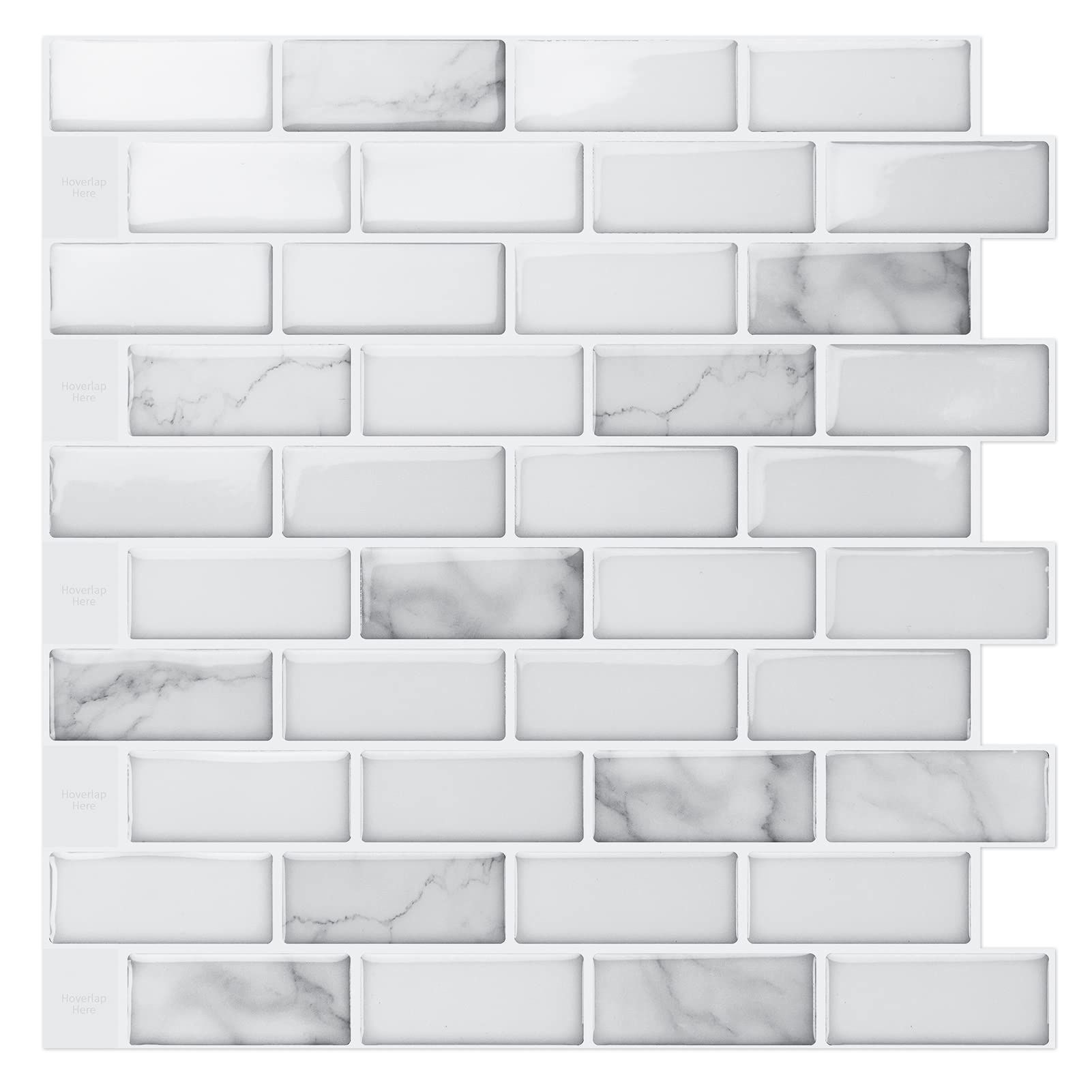 Art3d 10-Piece Peel and Stick Backsplash Tile, 12" X 12" Self-Adhesive Tile Sticker (10 Tiles)