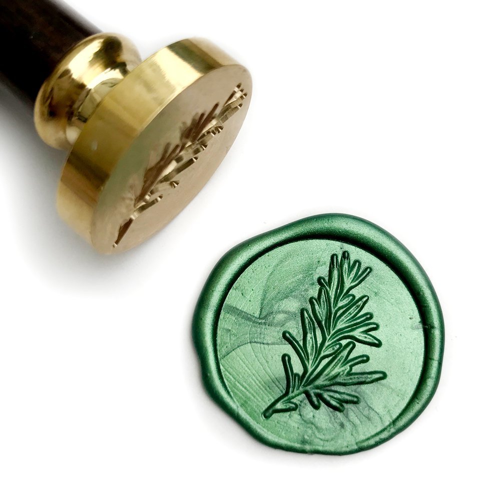 UNIQOOORosemary Botanical Twig Green Plants Wax Seal Stamp for Wedding, Great for Cards Envelopes, Invitations, Wine Packages, Snail Mails, Letter Sealing, Gift Ideas for Bride, Friend, Lover