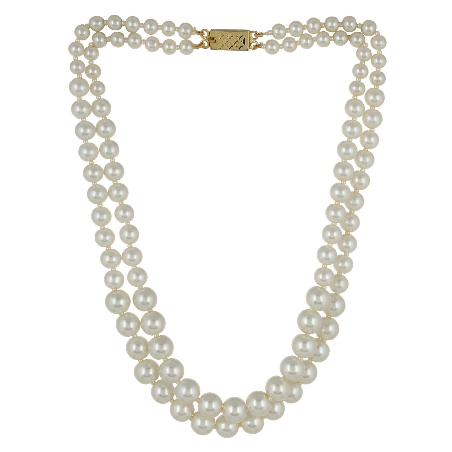 Bling N BeadsDouble Line White Pearl Necklace For Women