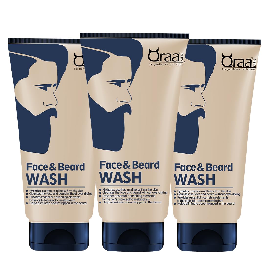 Qraa Men Face and Beard Wash | 2 in 1 Beard & Face Wash | Rosemary & Aloe Vera for Deep Cleansing |100gm X 3 | Refreshes & Soothes | Stimulates Beard Growth | (Pack Of 3, 300, gram)