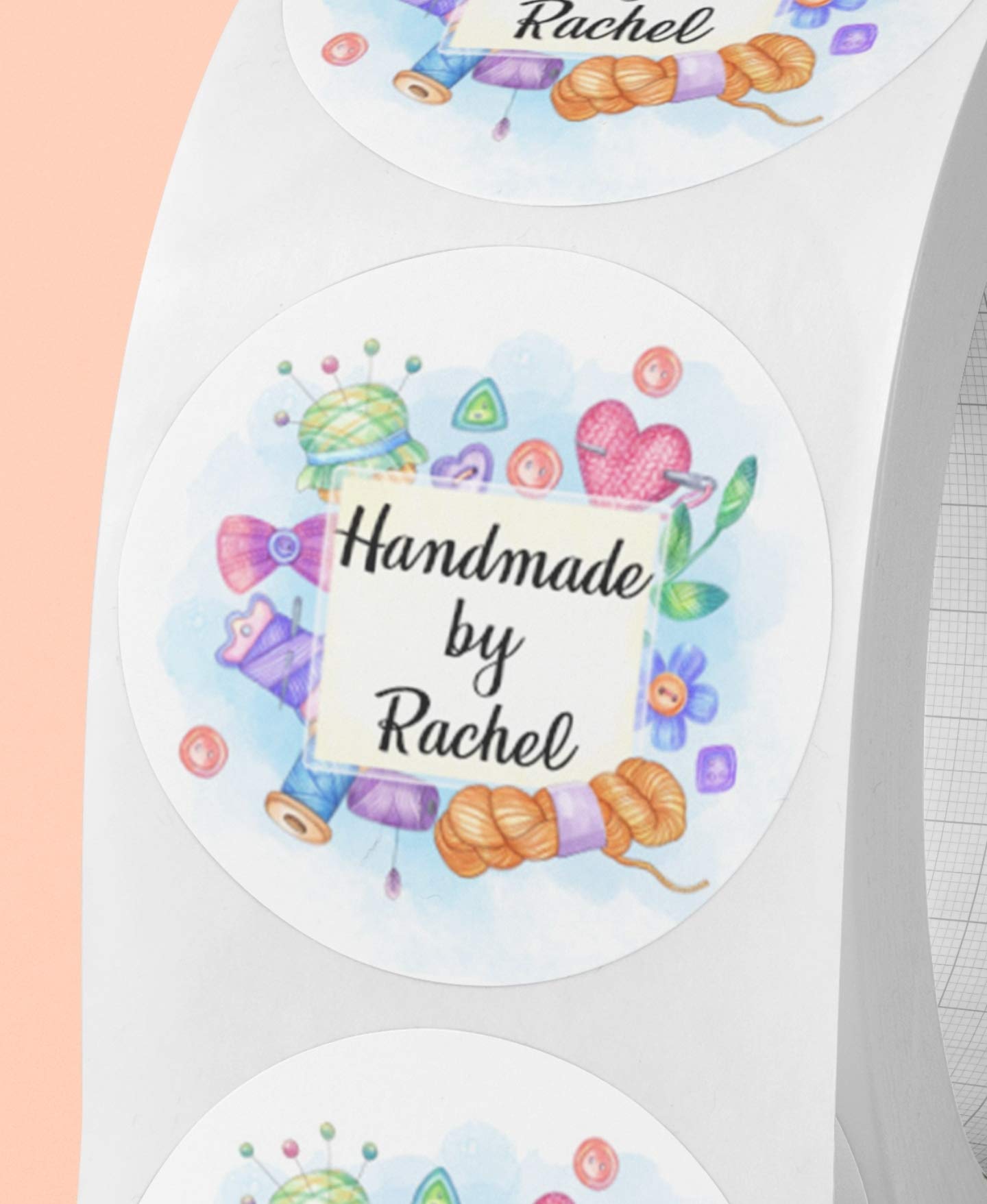 Personalised handmade by stickers. Crafting labels. Business stickers. Craft crochet knitting labels