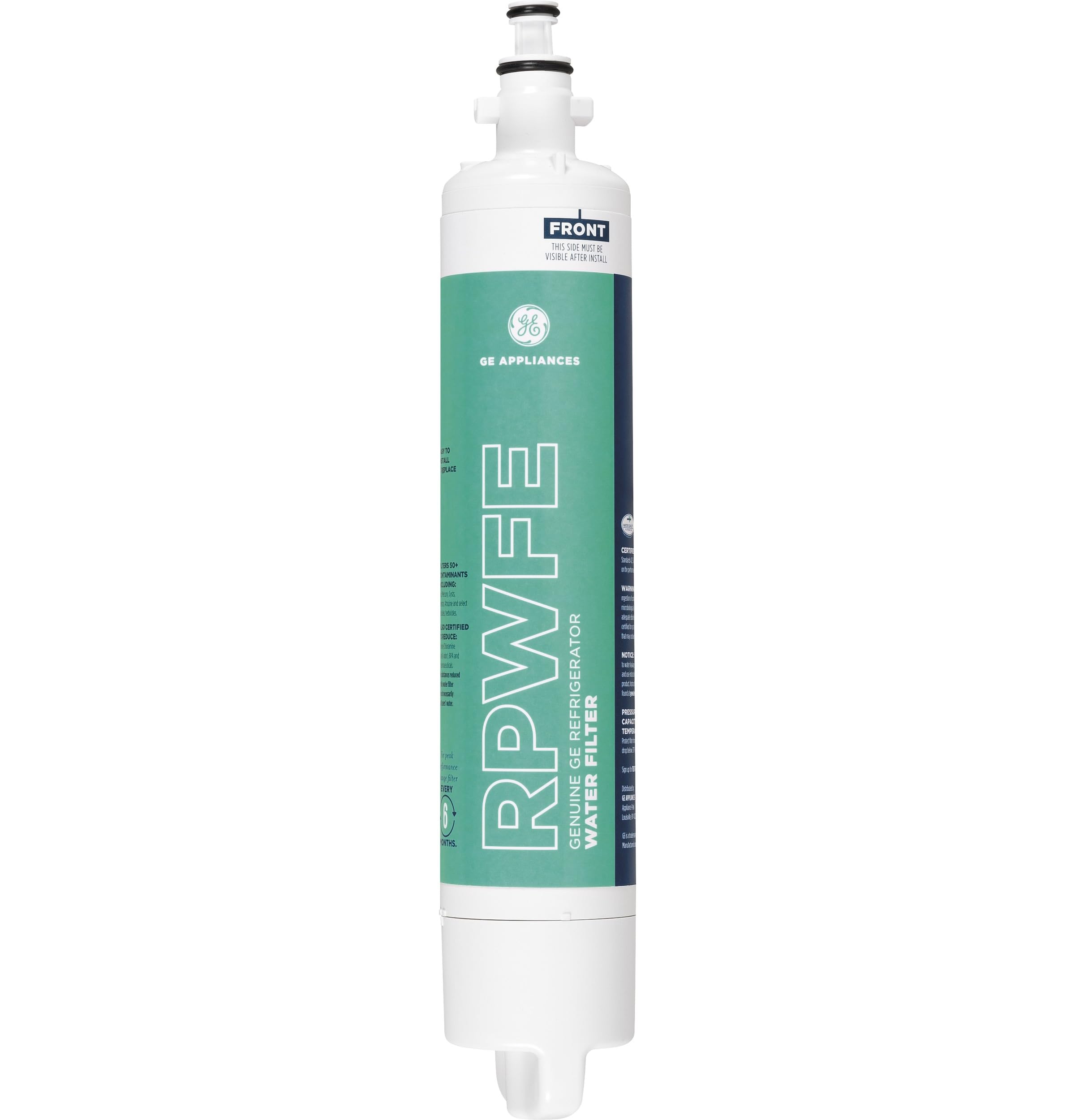 GE RPWFE Refrigerator Water Filter, Genuine Replacement Filter, Certified to Reduce Lead, Sulfur, and 50+ Other Impurities, Replace Every 6 Months for Best Results, Pack of 1