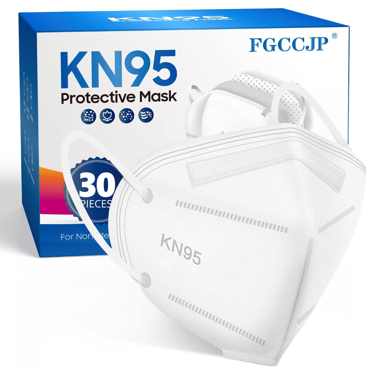 KN95 Face Mask 30pcs Disposable Face Masks Individual Packed Safety 5 Layers Breathable Cup Dust Masks Filtration>95%