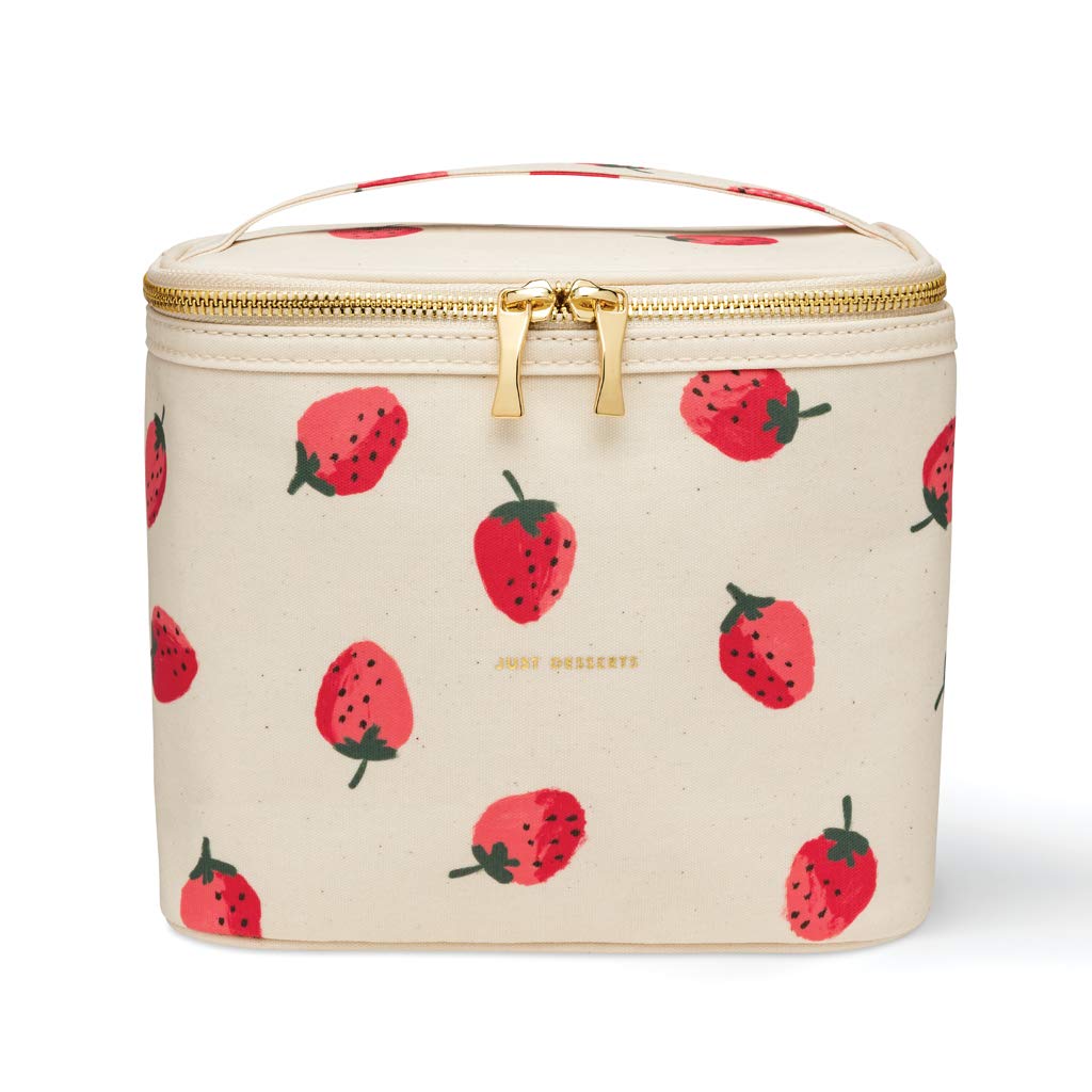 kate spade new york Insulated Lunch Tote, Small Lunch Cooler, Cute Lunch Bag for Women, Thermal Bag with Double Zipper Close and Carrying Handle, Strawberries