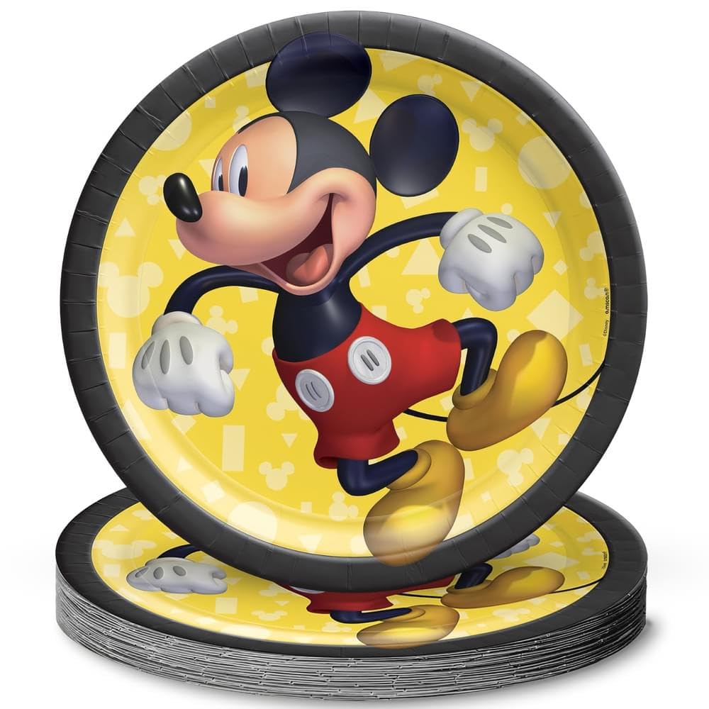 Amscan 542480 Mickey Mouse Paper Dessert Plates - 7" | Party Supply | 8Ct