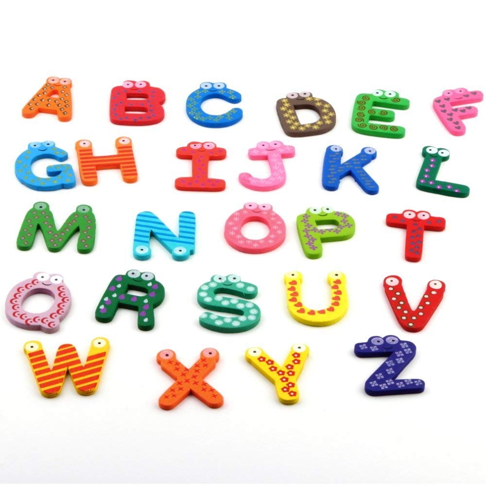 Bolt Colorful Wooden A-Z Alphabet Letters ABC Magnets Capital Letters Alphabet Learning & Spelling Games Multicolor (Set of 26)