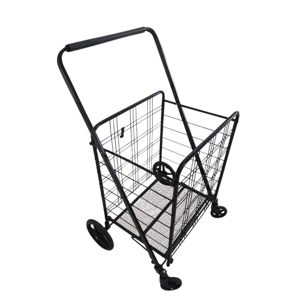 Upspirit Foldable Shopping Trolley with Wheels, Black, 80kg Max Load