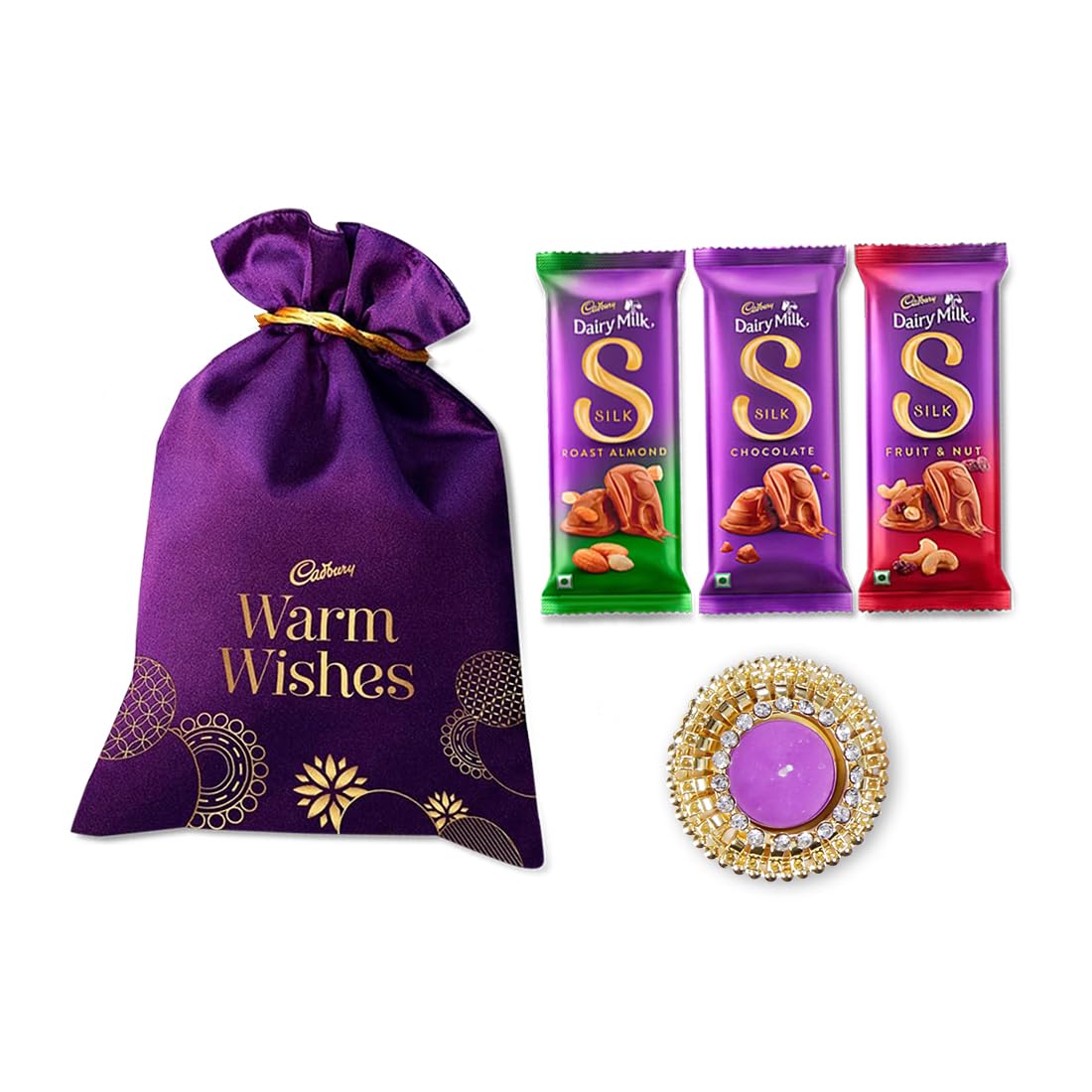 Cadbury Celebrations Special Silk Chocolates Potli Diwali Gift Pack With Diya, 150 Grams