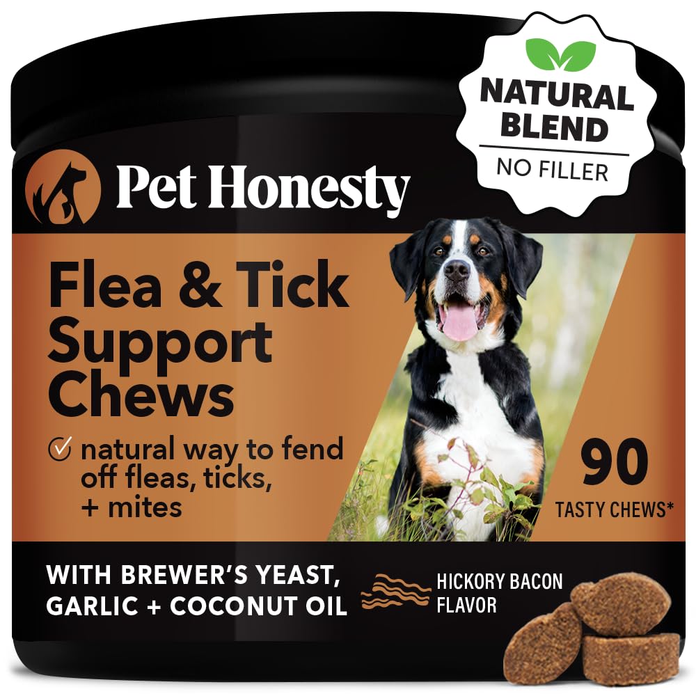 Pet Honesty Flea and Tick Prevention for Dogs Supplement - Natural Flea and Tick Chews for Dogs, Oral Flea Pills, No Harsh Chemicals, Natural Way to Enjoy The Outdoors - Bacon (90 Count)