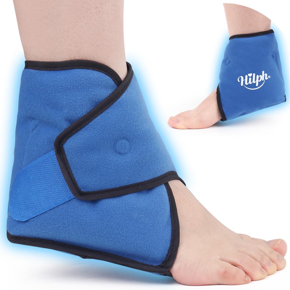 Hilph Ankle Cold Pack for Injuries, Reusable Ankle Ice Pack for Plantar Fasciitis and Sprained, Hot Cold Therapy Ankle Ice Wrap for Sprained, Achilles Tendonitis, Swelling (Blue)