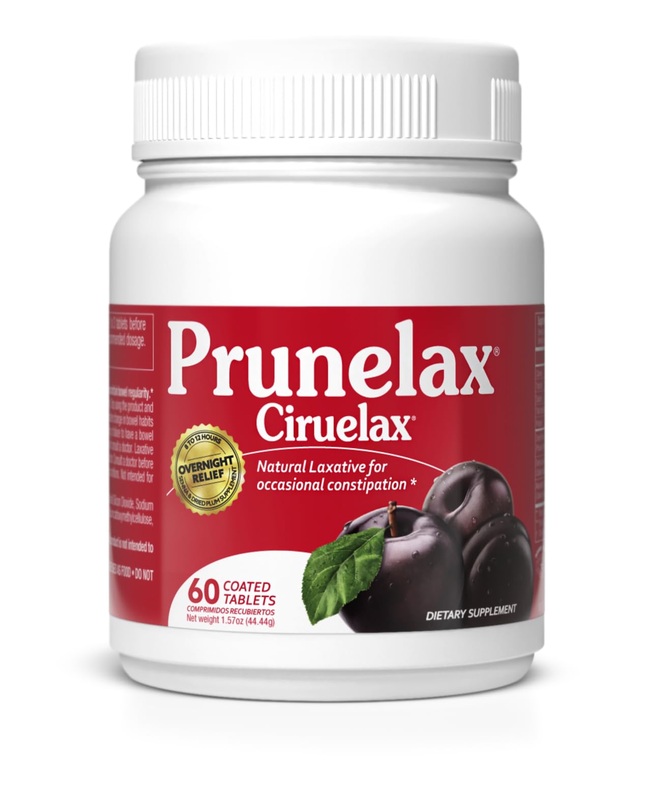 Prunelax Ciruelax Natural Laxative Regular for Occasional Constipation, Prunes, 60 Tablets