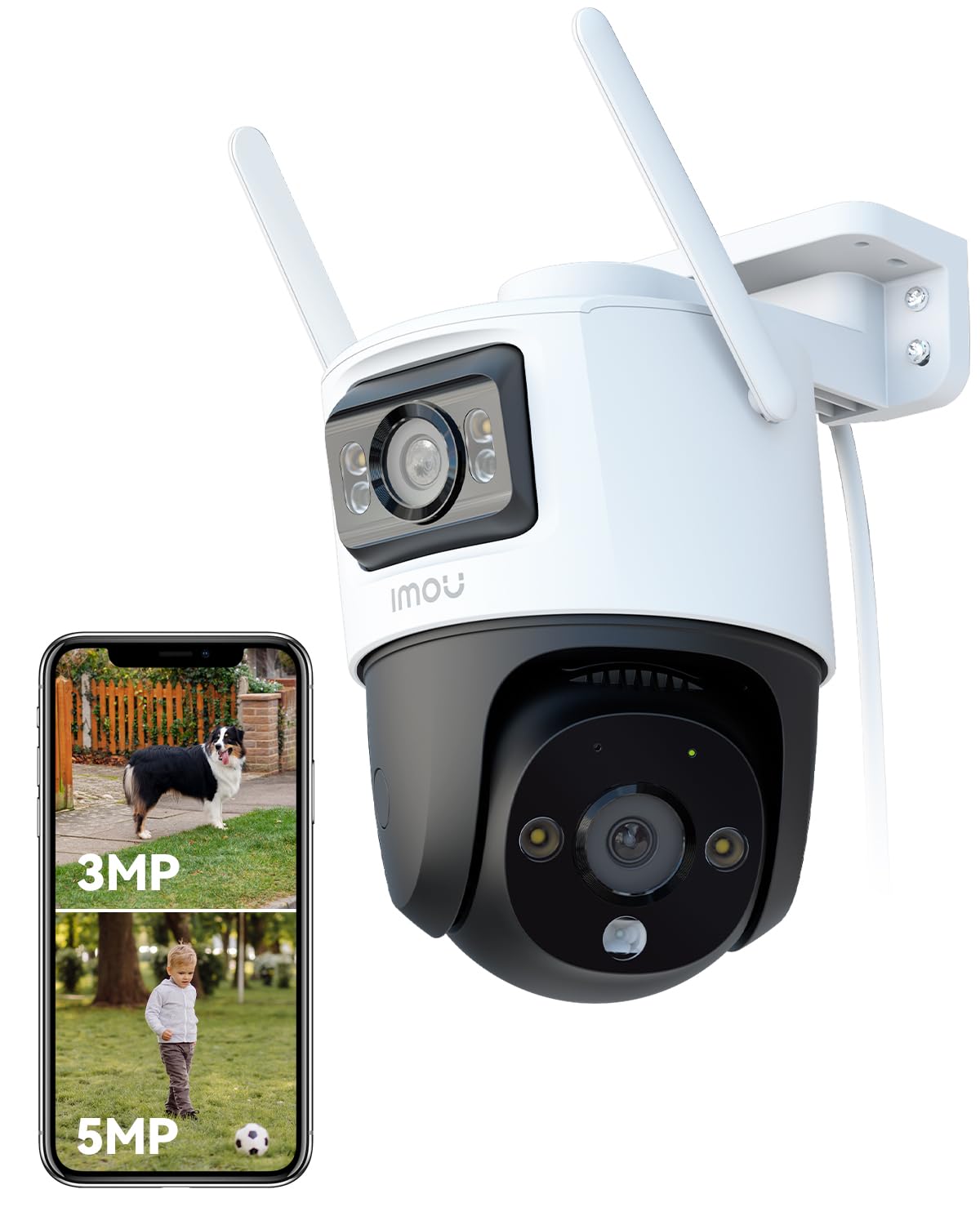 Imou2-in-1 4K Outdoor Security Camera Dual-Lens, CCTV Camera Wireless Wi-Fi Outdoor with 30M Night Vision, Home Security Camera 360°Full Coverage, Human/Auto/Motion Detection, Siren Spotlight, IP66