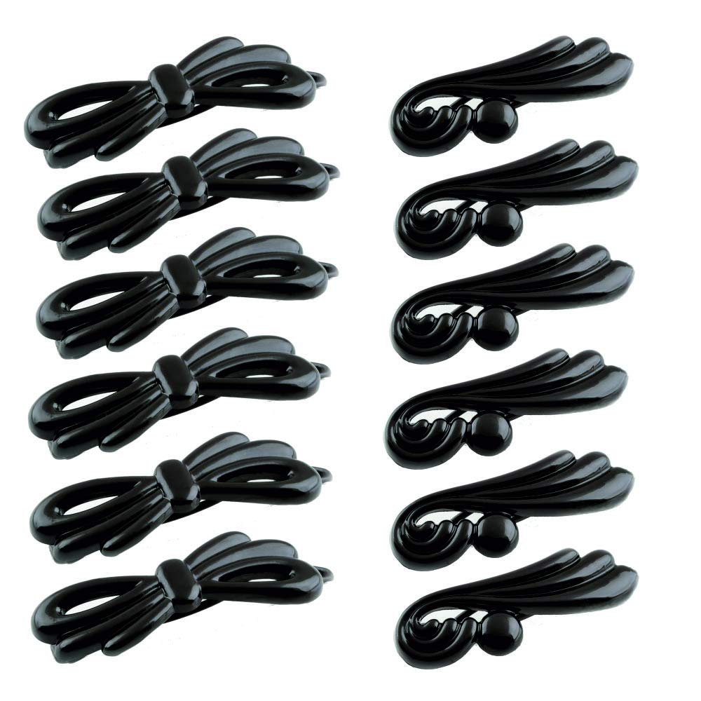 WESTEND Mini Banana Barrette Clip For Girls Set of 12 Black 395396