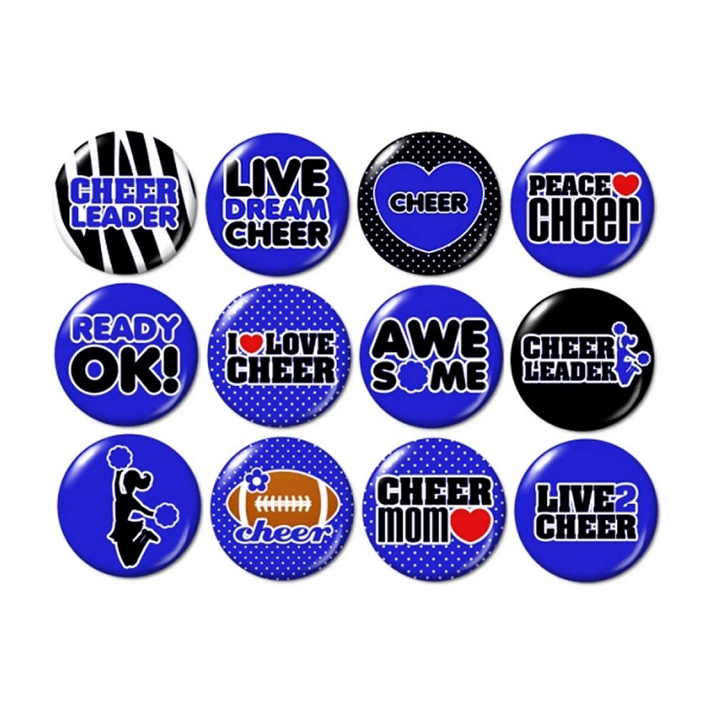 Blue Cheerleading Buttons Pins