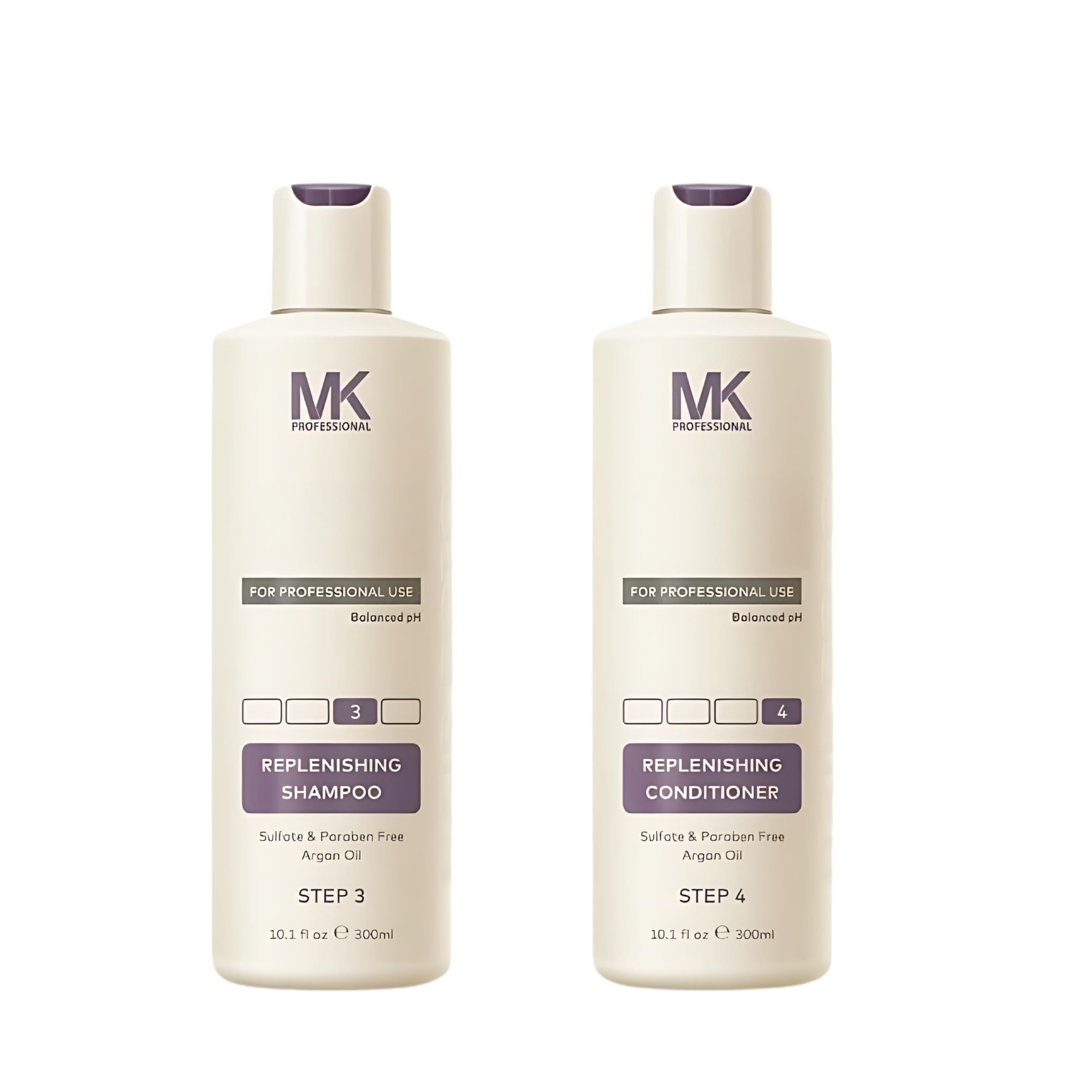 MK MAJESTIC PROFESSIONALMK Professional Replenishing Shampoo & Conditioner Set - 300ml Each (Sulfate & Paraben-Free)