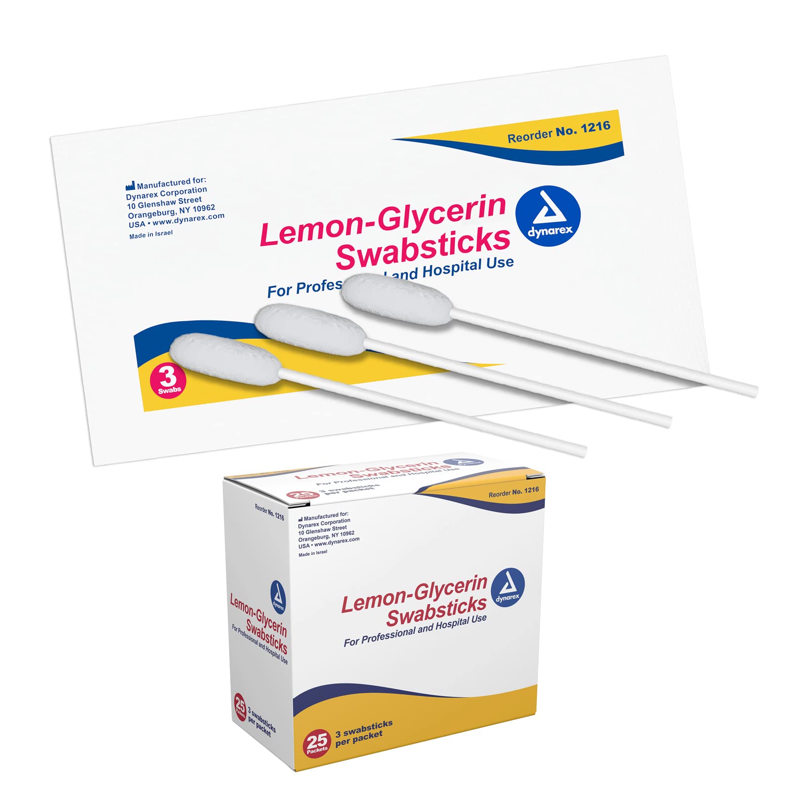 Dynarex Lemon Glycerin Swabsticks 25X3