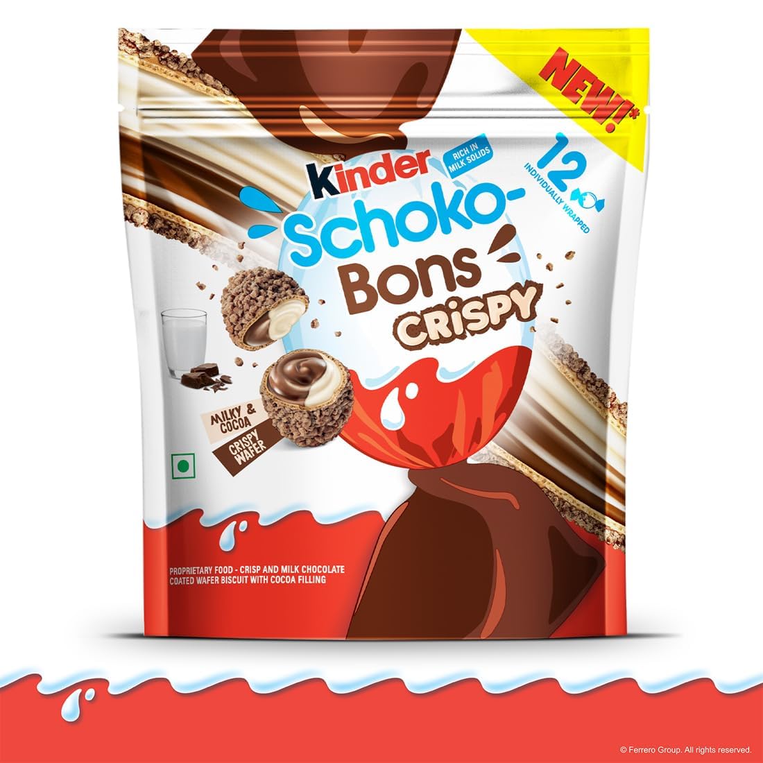 Kinder Schoko Bons Crispy 67.2g - Delicious Crunchy Milk Chocolate with Hazelnut Filling - Perfect Snack for Kids and Adults (12)