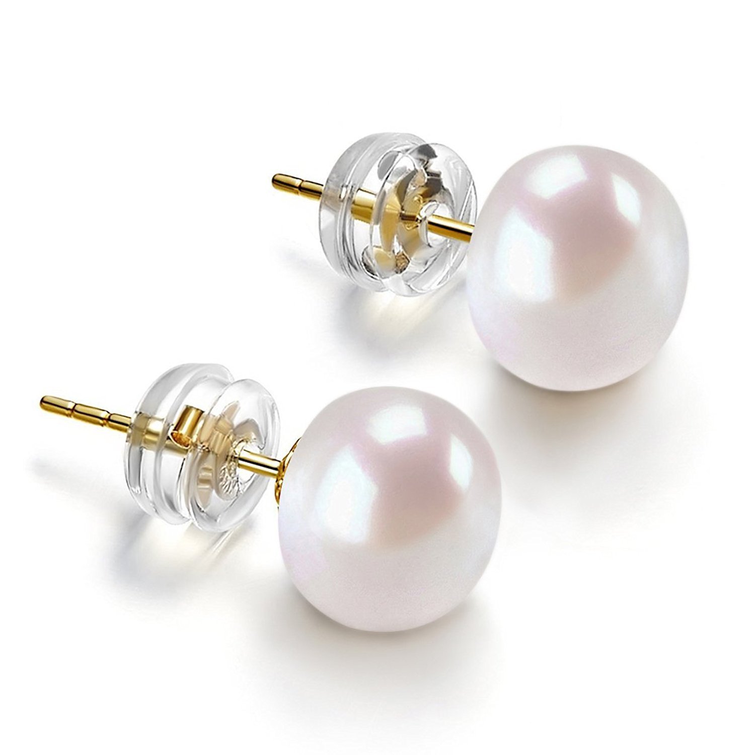 PAVOI 14K Gold AAA+ Handpicked White Freshwater Cultured Pearl Earrings Studs