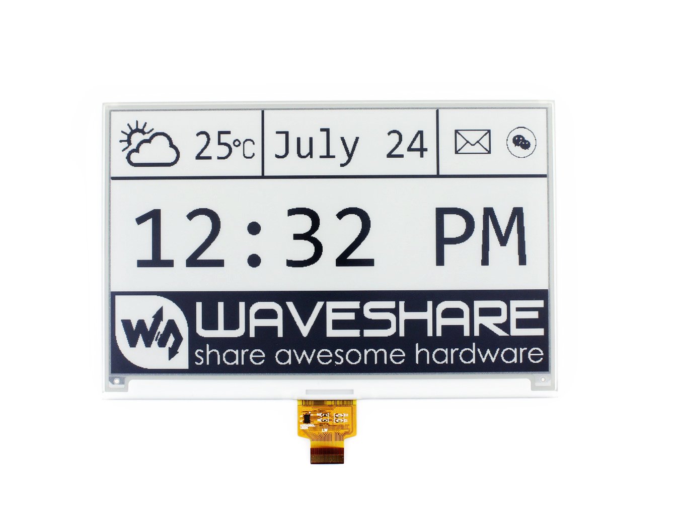 Waveshare7.5inch E-Ink Raw Display Compatible with Raspberry Pi 4B/3B+/3B/2B/B+/A+/Zero/Zero W/WH/Zero 2W Series Boards 800×480 Resolution with SPI Interface Without PCB