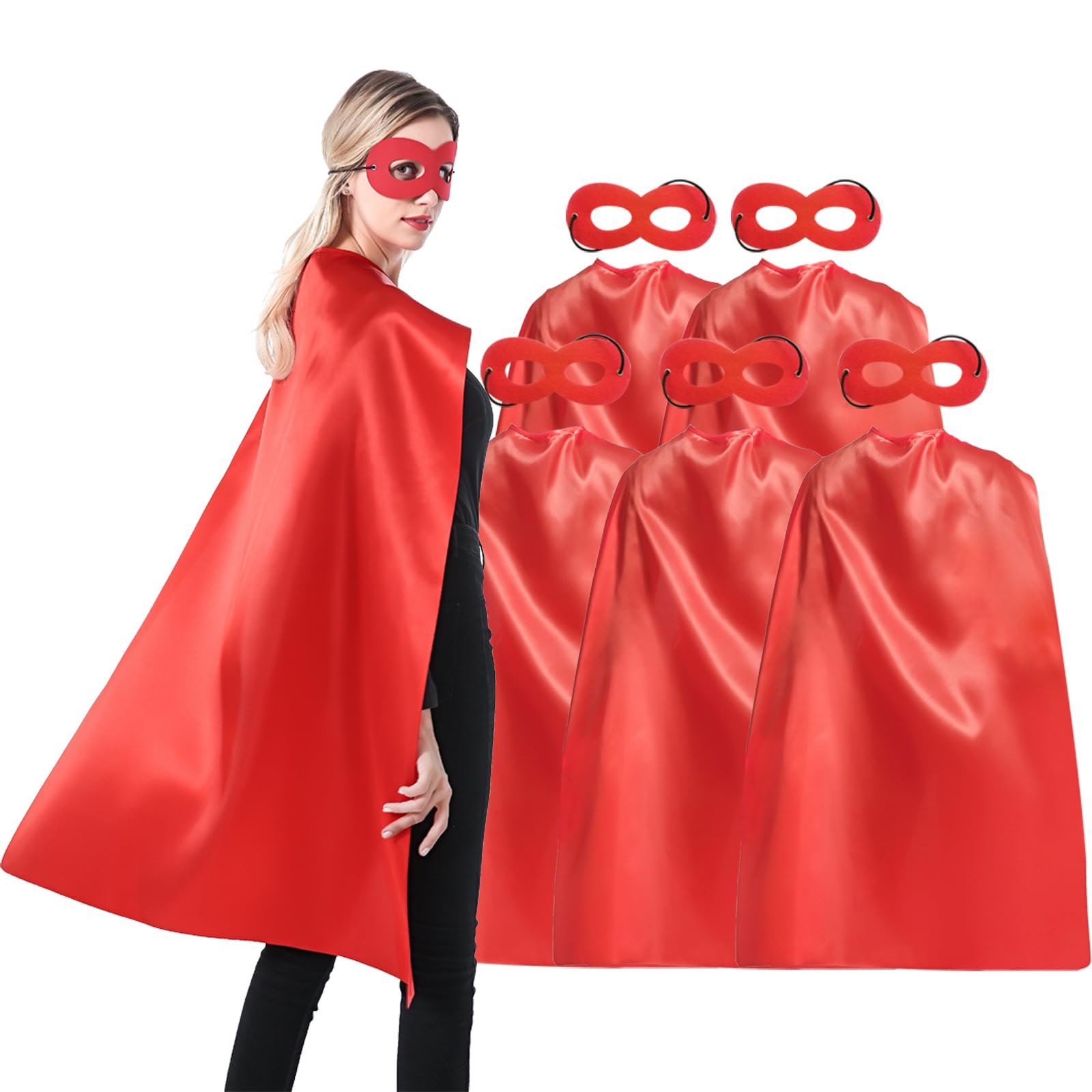 ADJOYSuperhero Capes and Masks for Adults Teenagers Men & Women Party Dress Up Costumes Team Building - 5 Packs