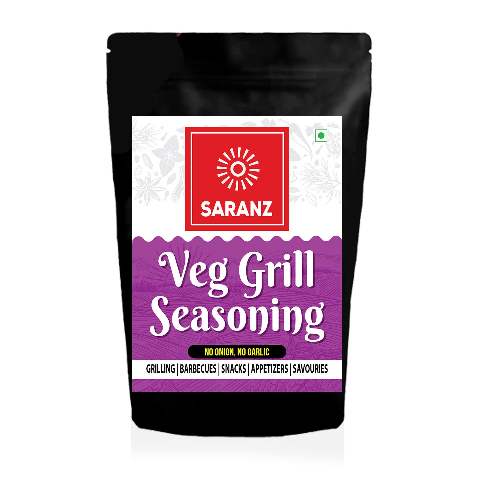 SARANZ Veg Grill Mix Jain Exotic Jain Seasoning Perfect for Snacks|Appetizers|Savouries|Entrees|Main Dishes Aromatic and Flavoured Vegan, Dairy Free and Gluten Free Seasonings-100 Grams