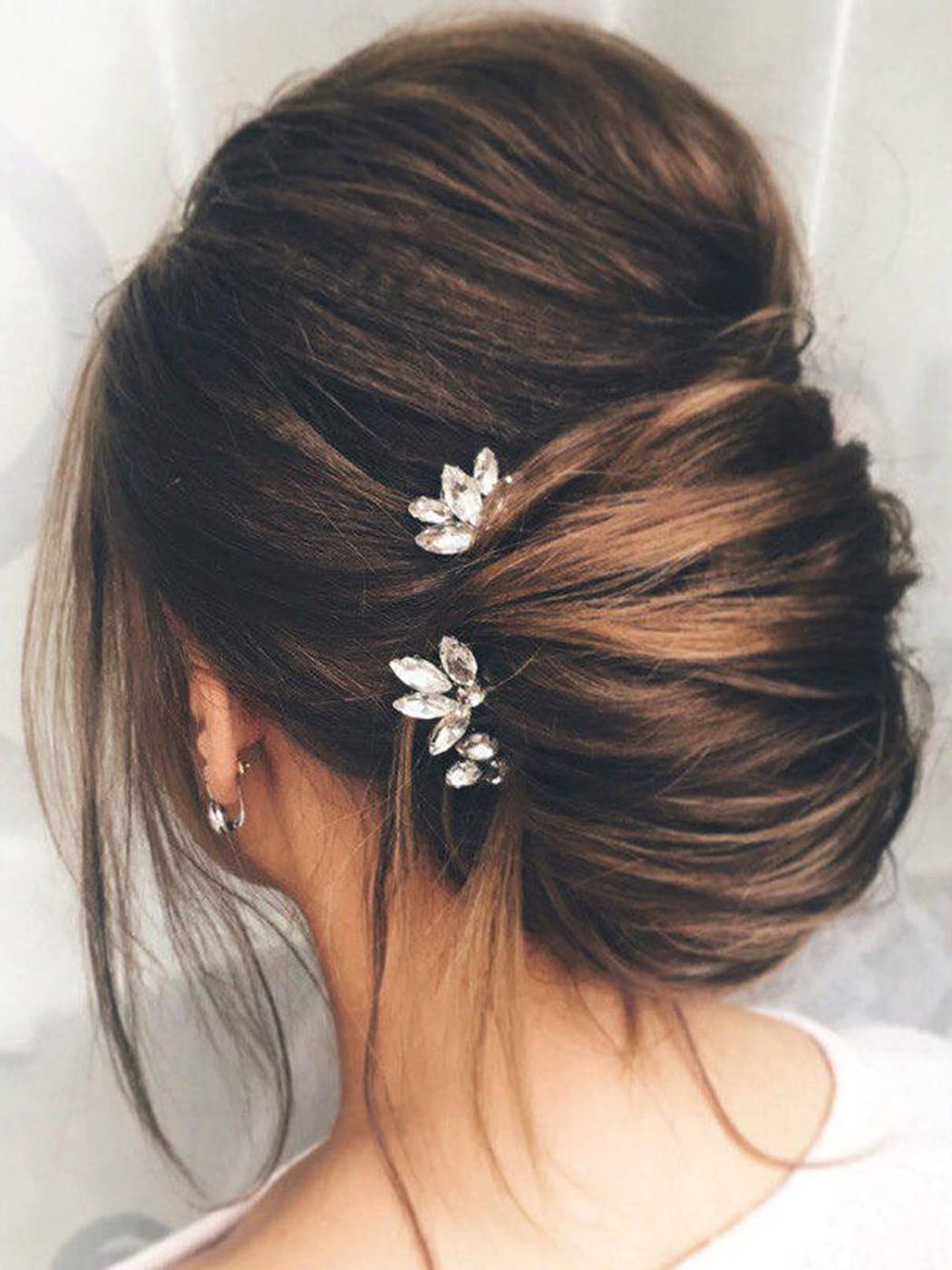 JAKAWIN Rhinestone Bride Wedding Hair Pins Silver Crystal Hair Piece Bridal Hair Accessories for Women and Girls (Pack of 3) HP178