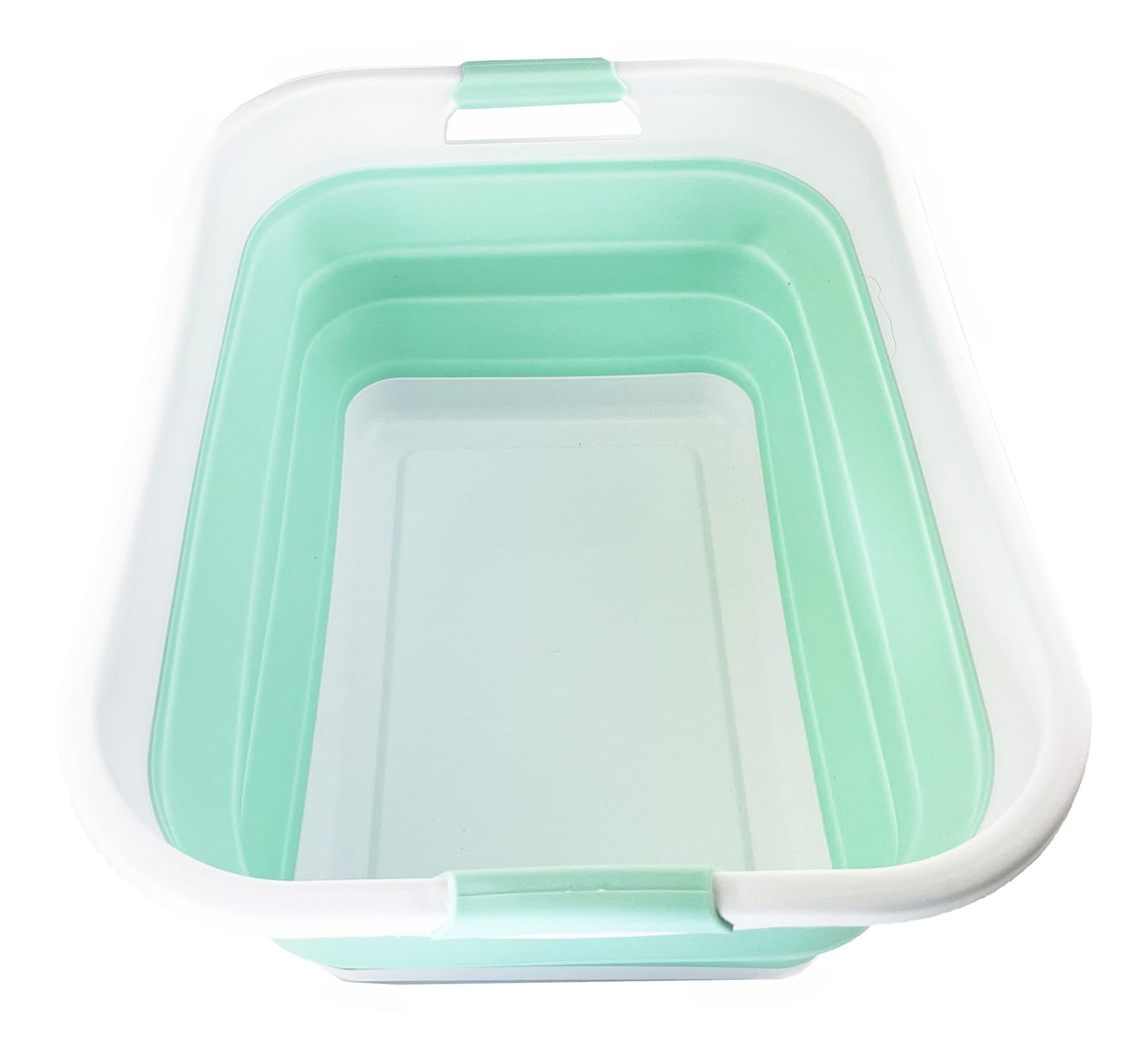 SAMMART41L (10.8 gallons) Collapsible Plastic Laundry Washing Tub/Basket-Foldable Pop Up Storage Container/Organizer-Portable Laundry Hamper-Space Saving (1, White/Pale Jade)